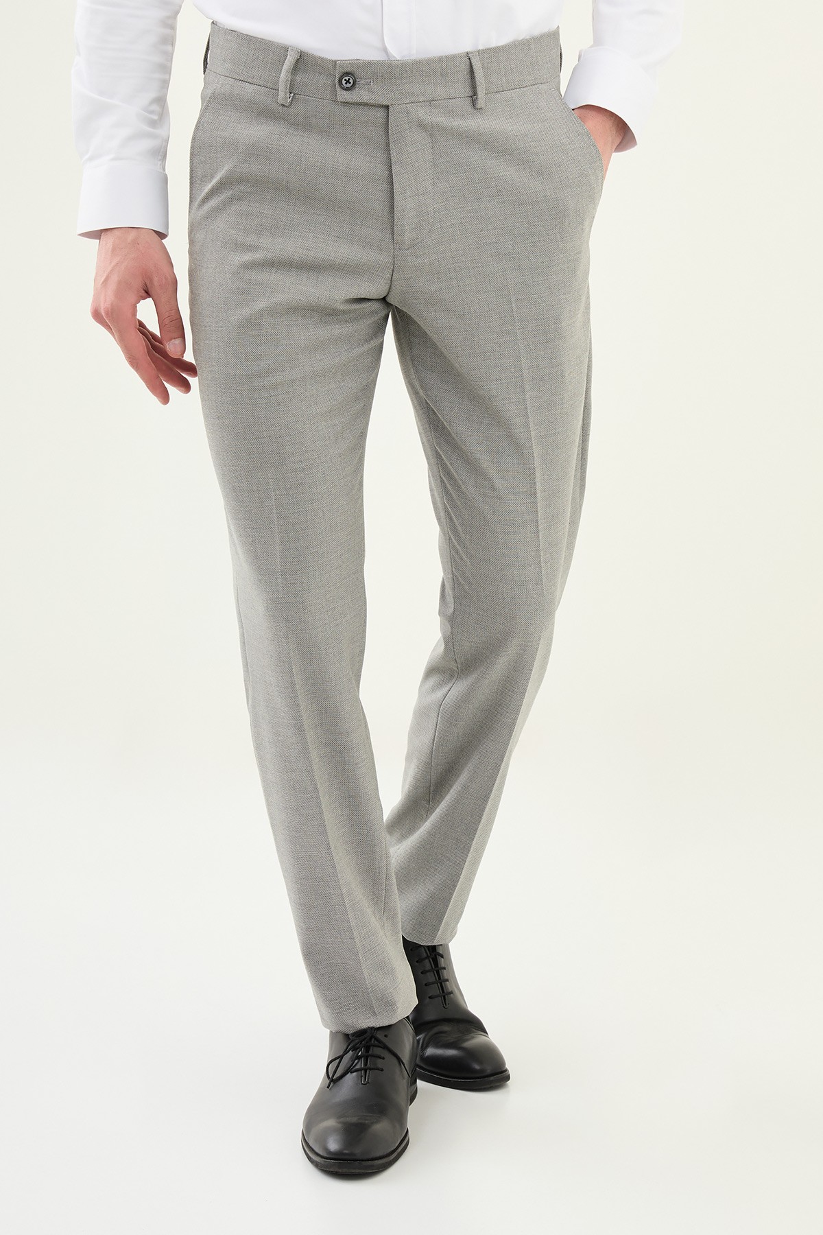 Desenli Slim Fit Klasik Erkek Pantolon - Gri