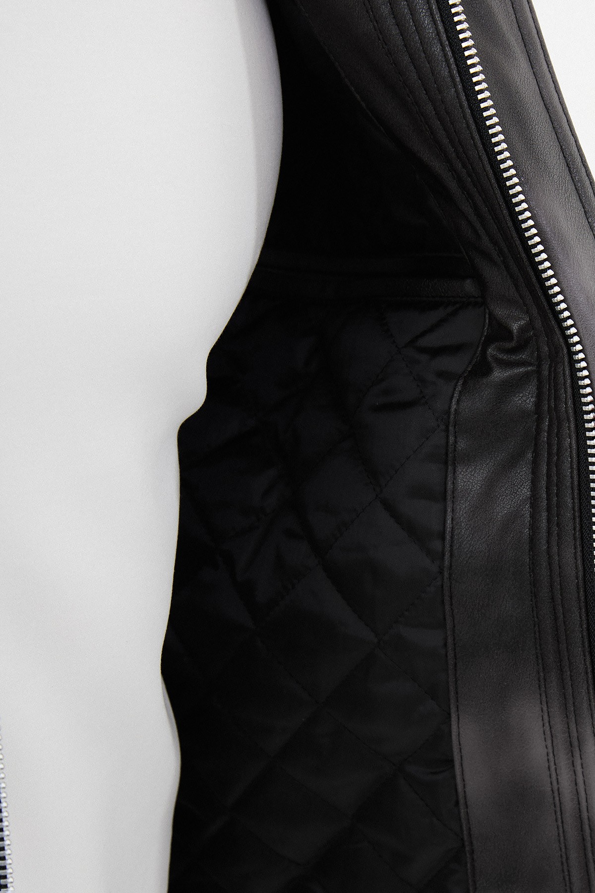 Desenli Slim Fit Torba Cep Gömlek Yaka Suni Deri Erkek Mont