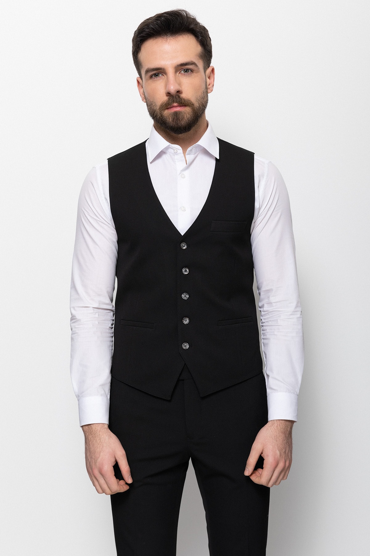 Düz Slim Fit Klasik Erkek Yelek