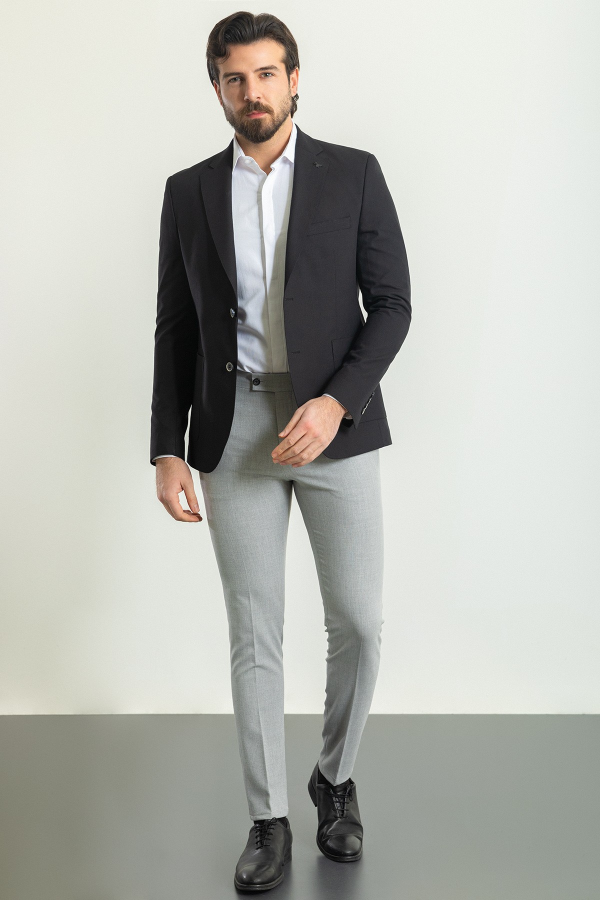 Desenli Slim Fit Torba Cep Mono Yaka Keten Erkek Ceket
