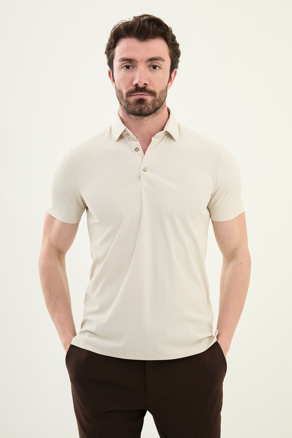 Penye Polo Yaka - Bej