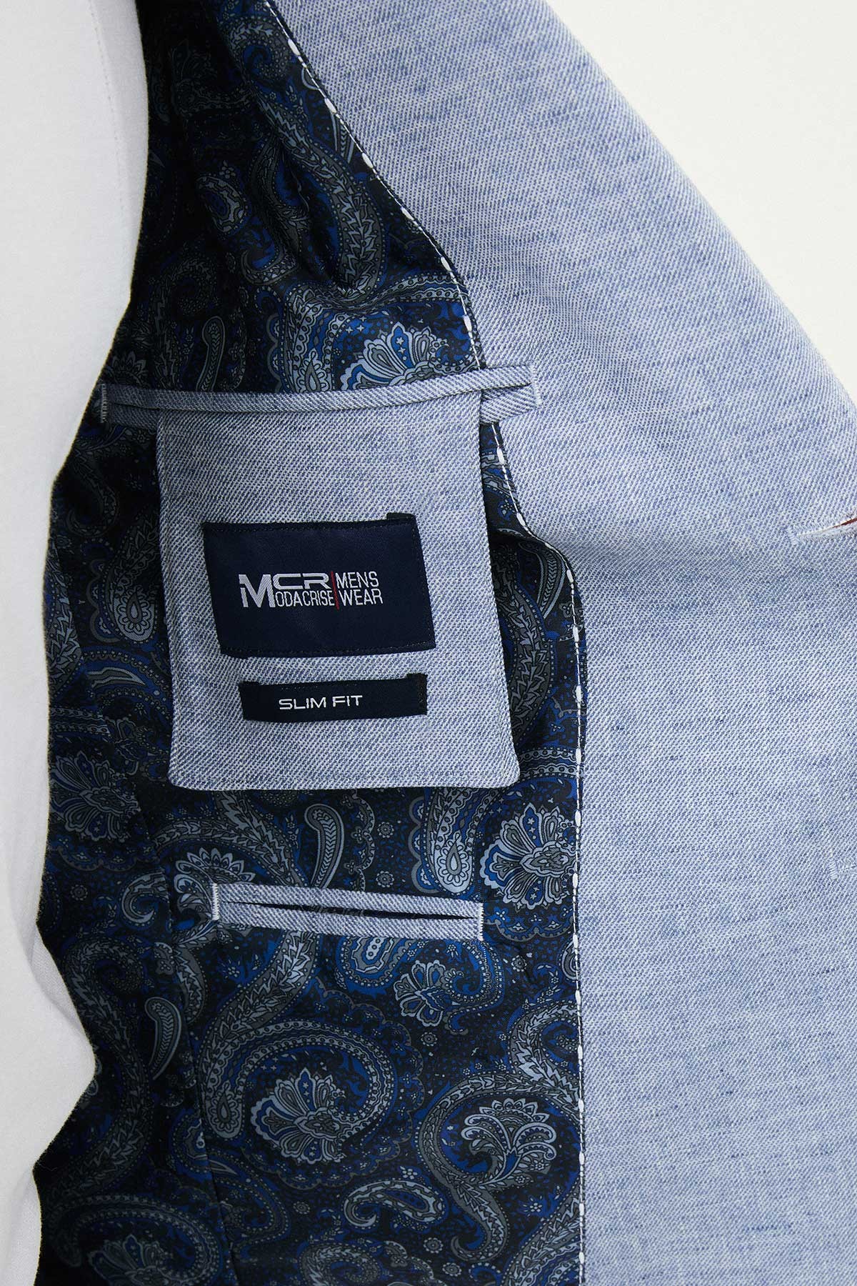 Kırçıllı Slim Fit Mono Yaka Keten Erkek Ceket