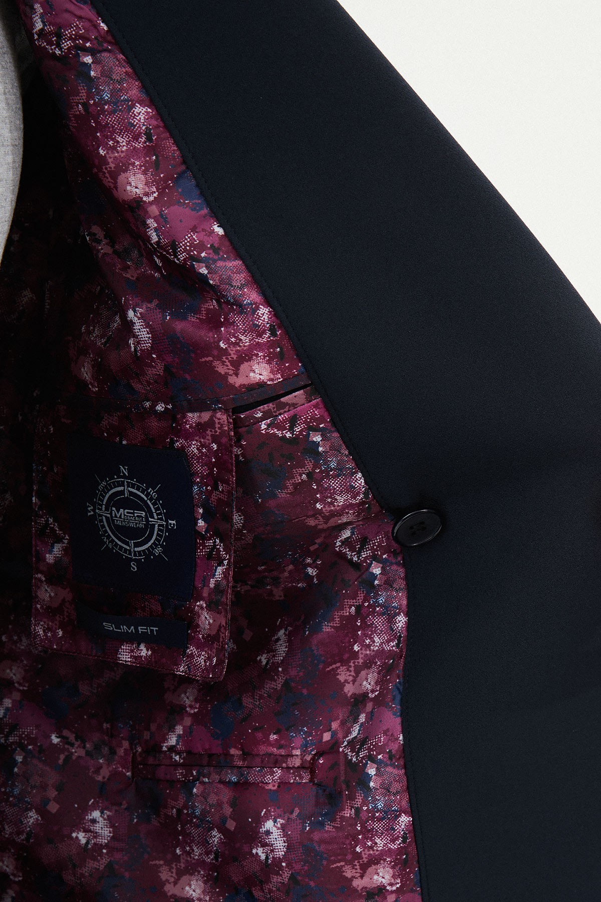 Düz Slim Fit Mono Yaka Kruvaze Erkek Takım Elbise