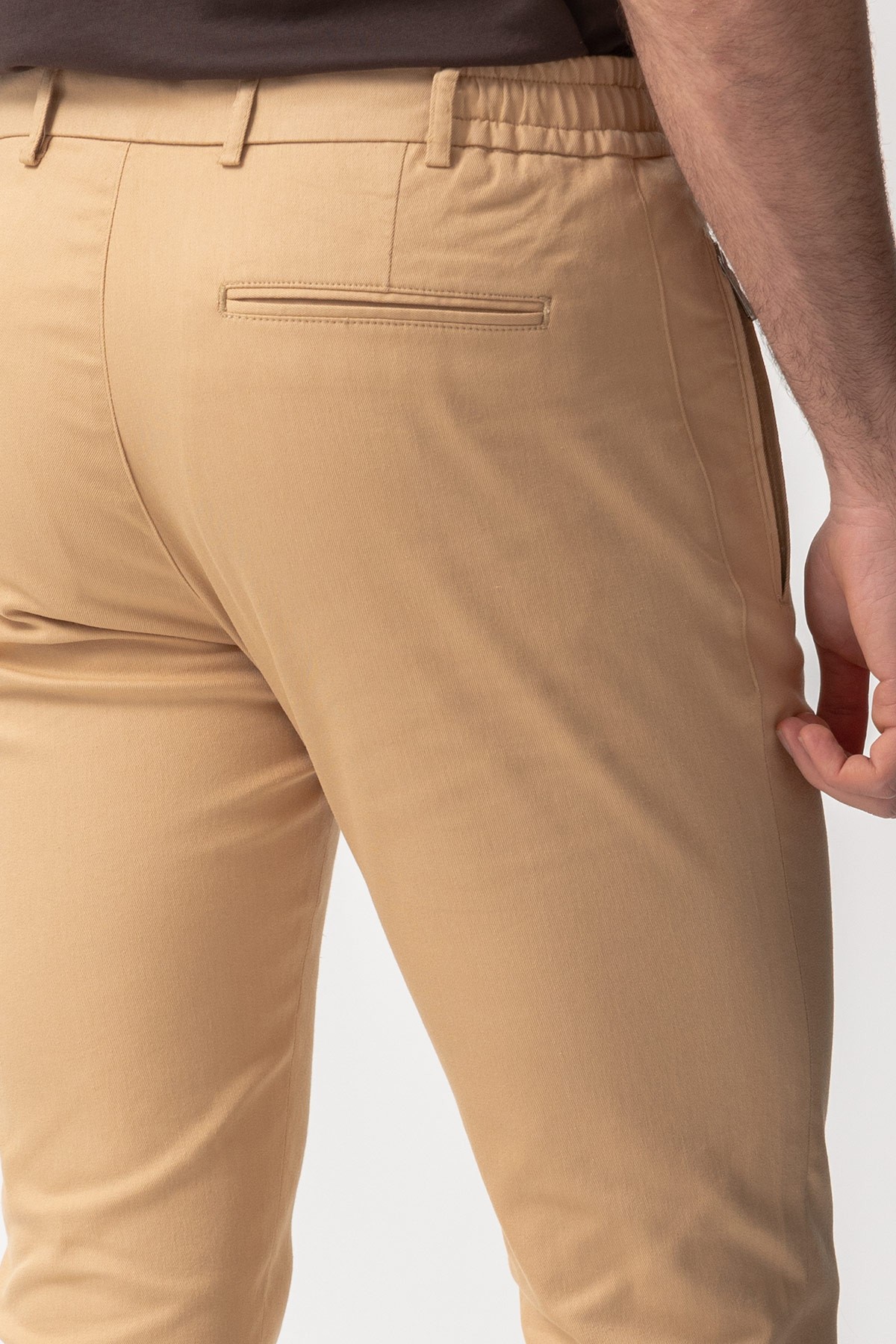 Fermuarlı Cep Super Slim Fit Beli Lastikli İpli Erkek Pantolon