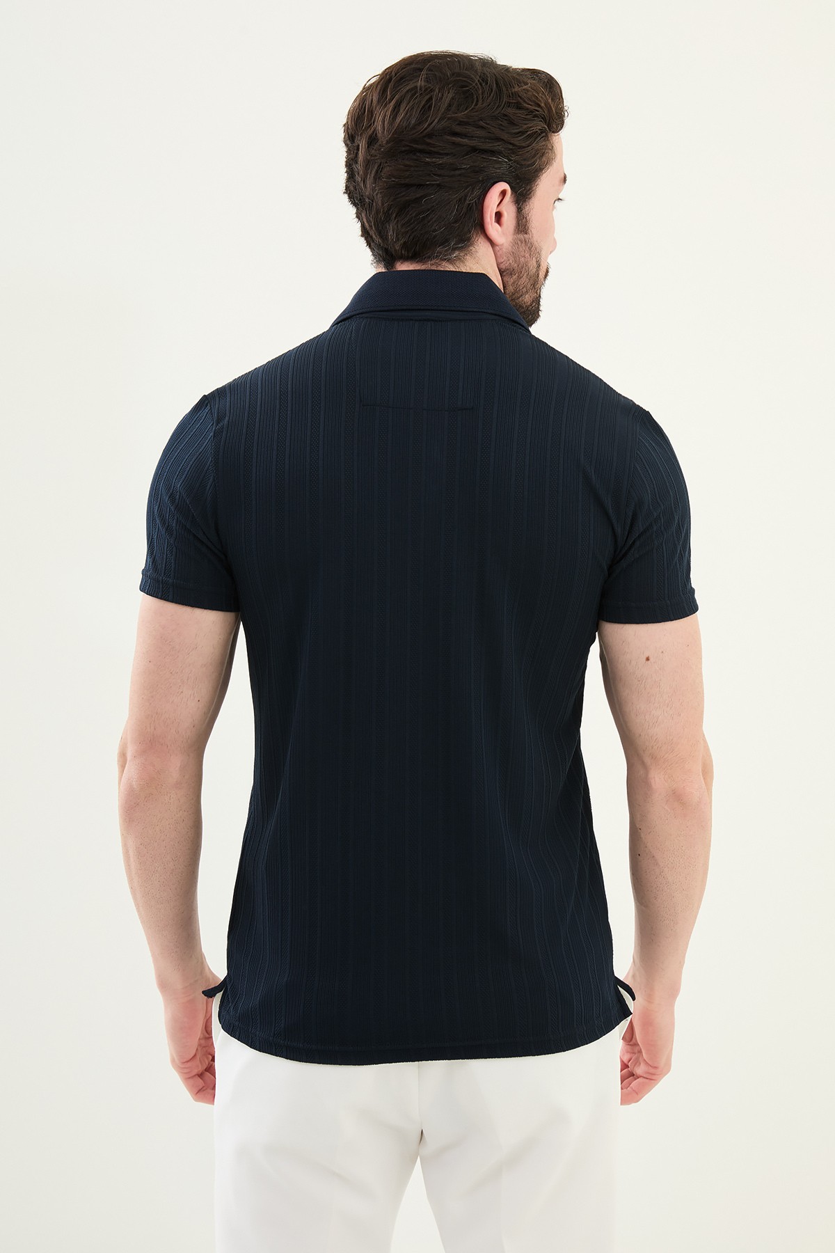 Çizgili Slim Fit Polo Yaka Erkek T-Shirt