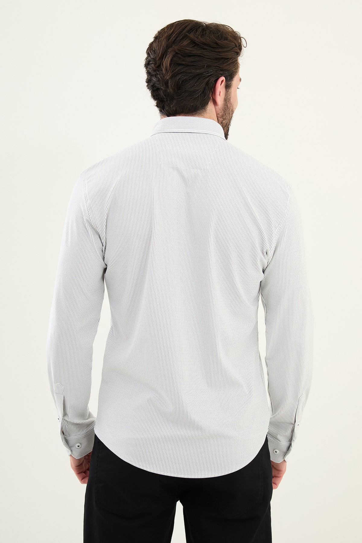 Çizgili Slim Fit Pamuk Erkek Gömlek