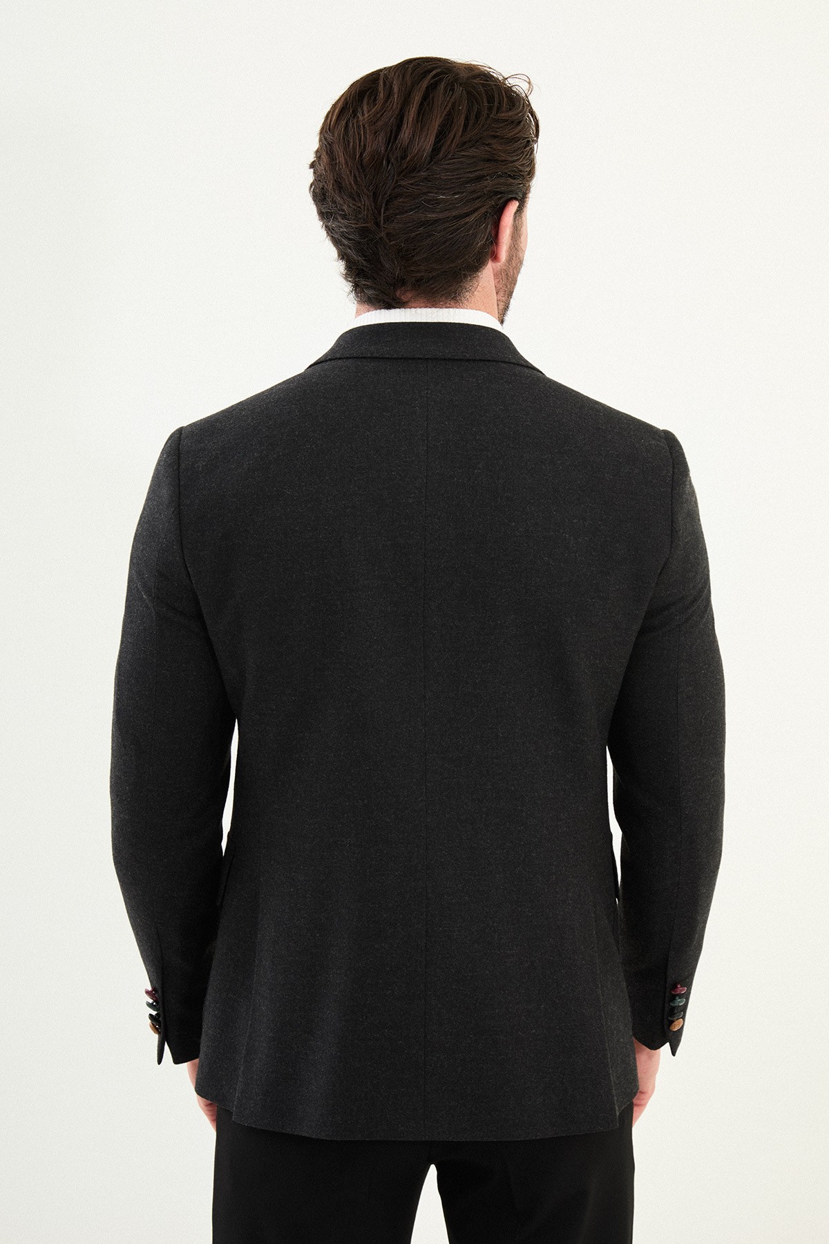 Düz Slim Fit Torba Cep Mono Yaka Yün Erkek Ceket