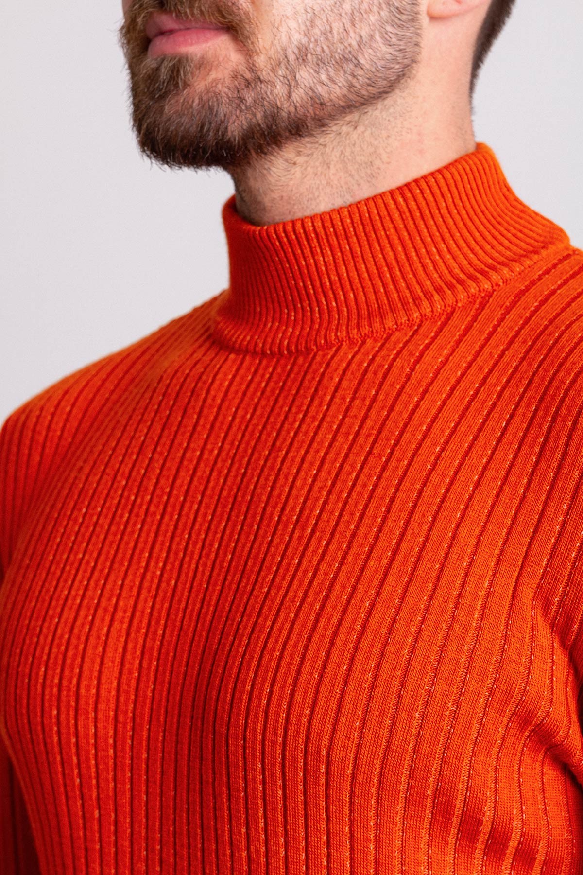 Fitilli Slim Fit Erkek Yarım Balıkçı Yaka Kazak