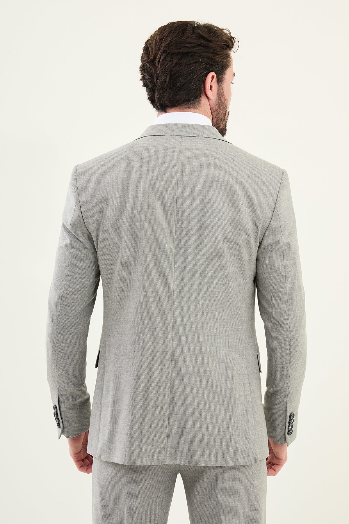 Desenli Slim Fit Mono Yaka Erkek Takım Elbise