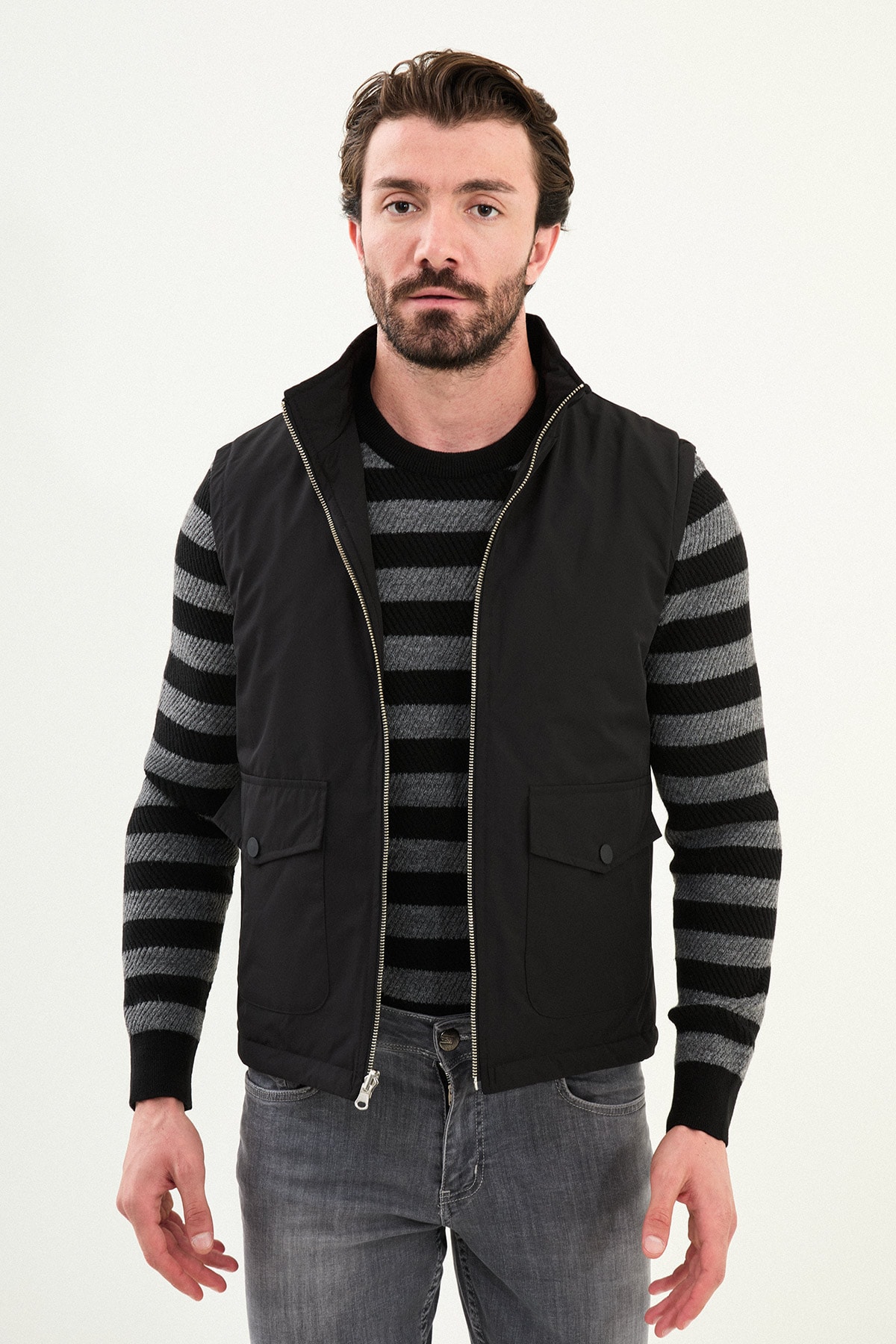 Çift Taraflı Slim Fit Hakim Yaka Erkek Yelek