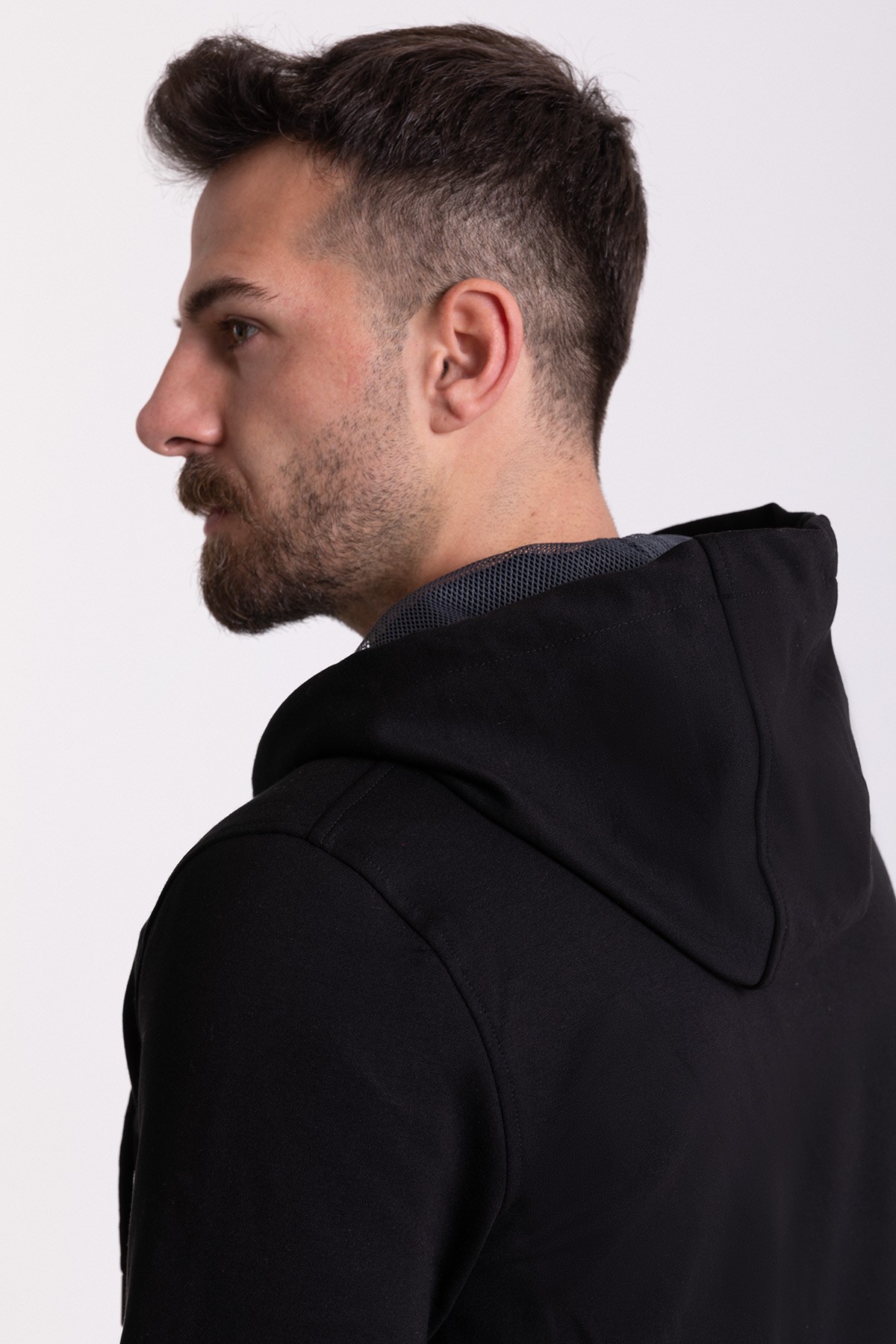 Fermuarlı Slim Fit Kapüşonlu Erkek Sweatshirt