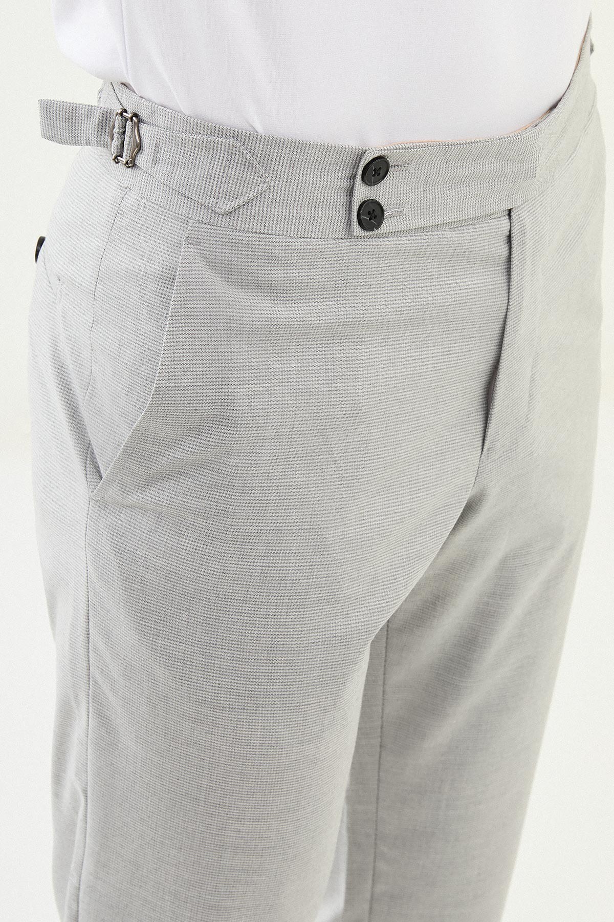 Desenli Slim Fit Beli Tokalı Erkek Pantolon