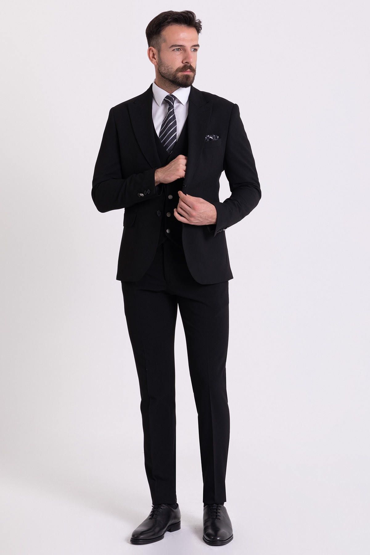 Düz Slim Fit Mono Yaka Klasik Erkek Takım Elbise