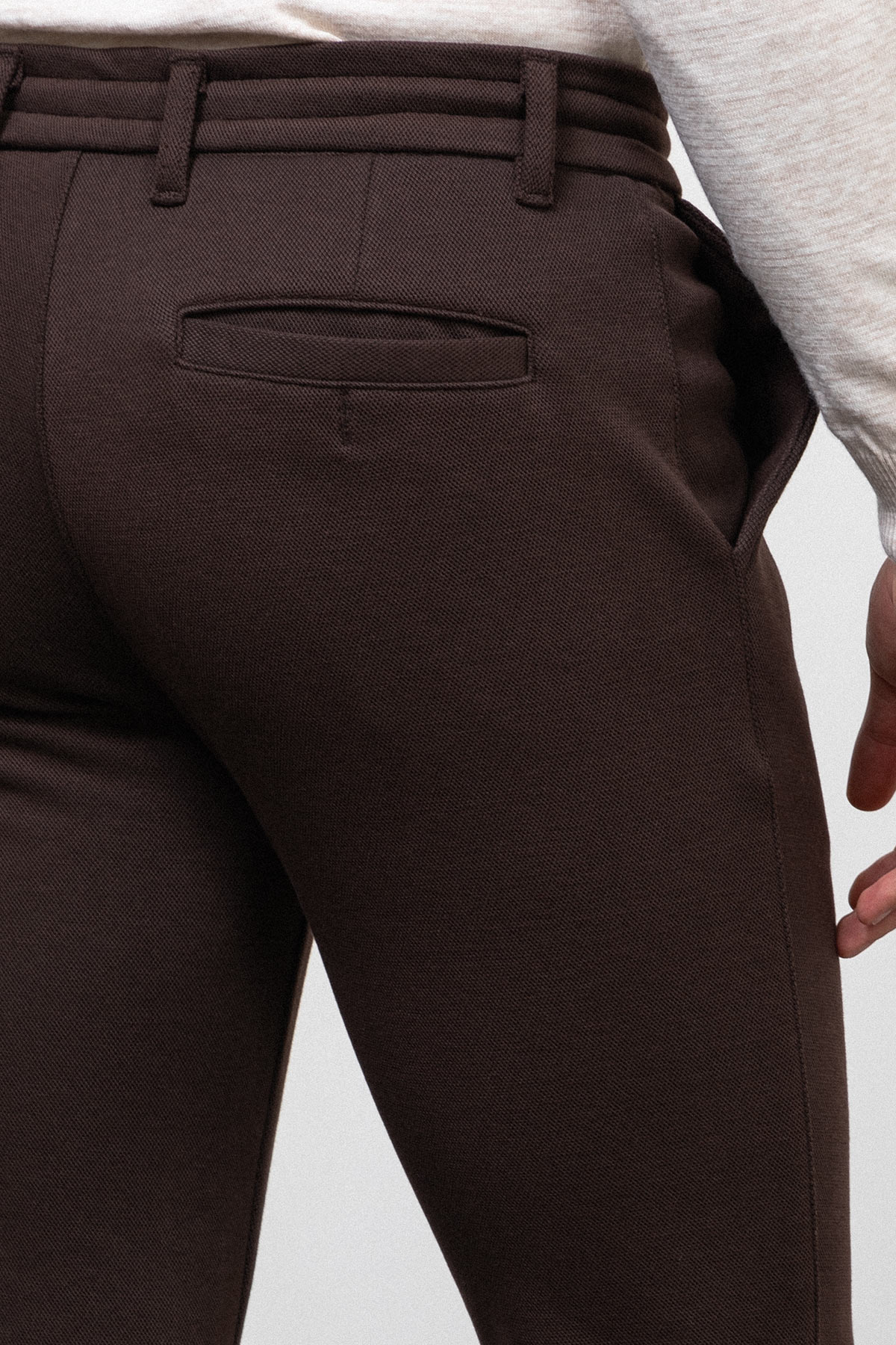 Düz Super Slim Fit Beli Lastikli İpli Erkek Pantolon