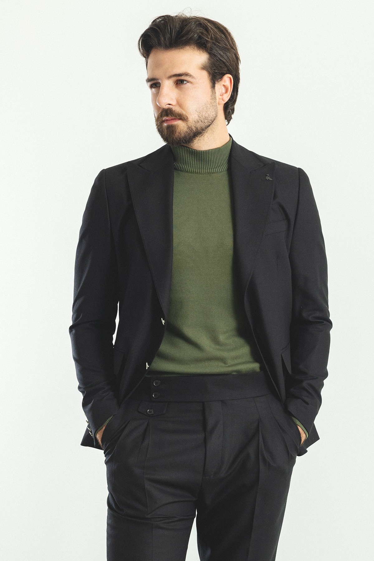 Düz Pileli Pantolon Slim Fit Erkek Takım Elbise