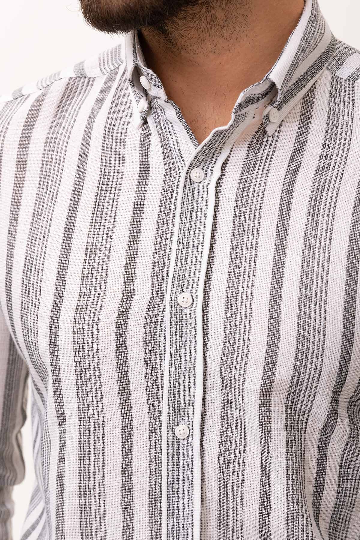 Cizgili Slim Fit Erkek Gömlek