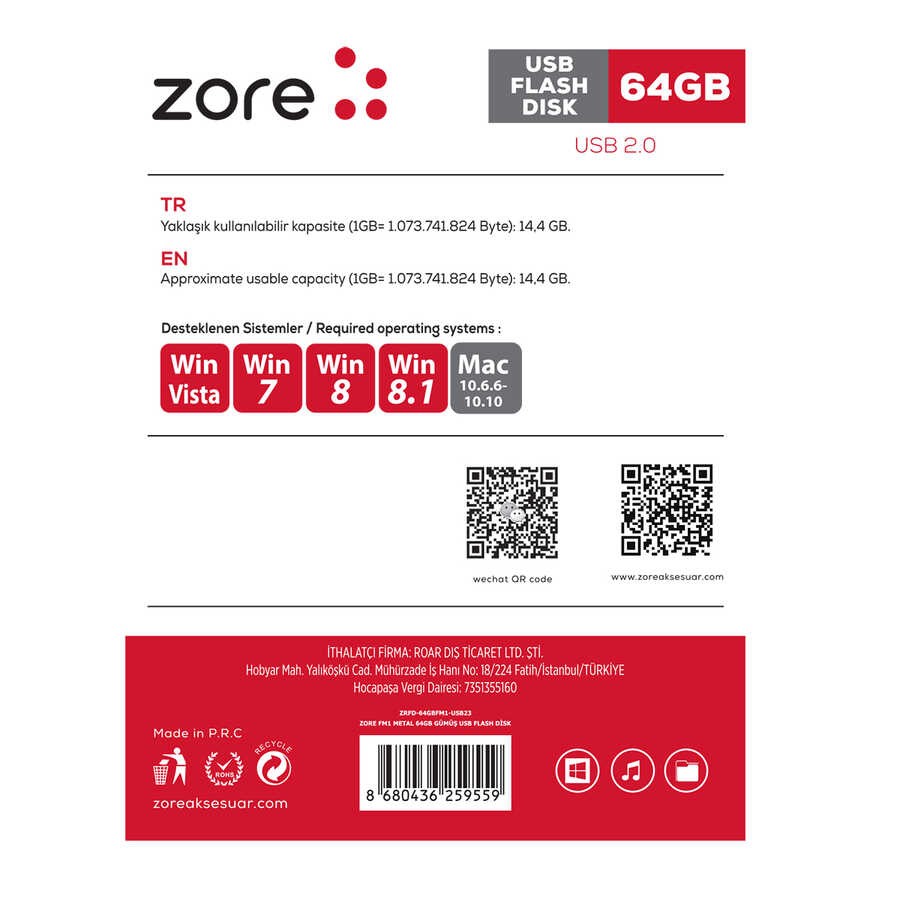 Zore Metal USB Flash Disk 64GB