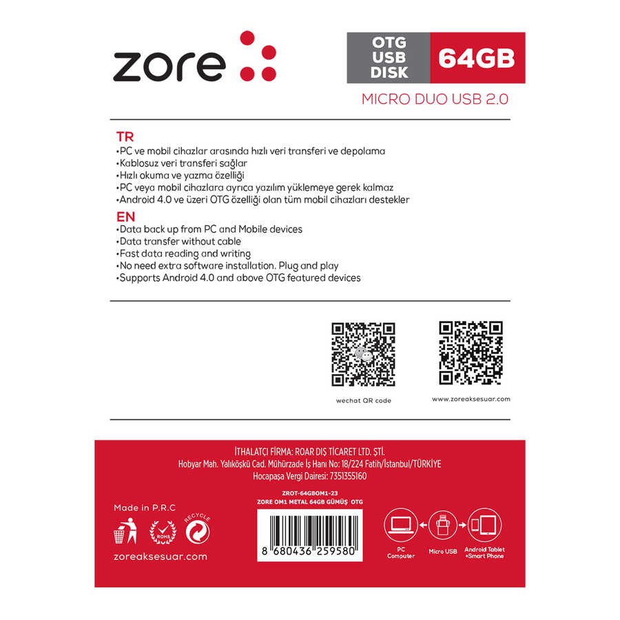 Zore OM1 Micro Metal OTG 64 GB