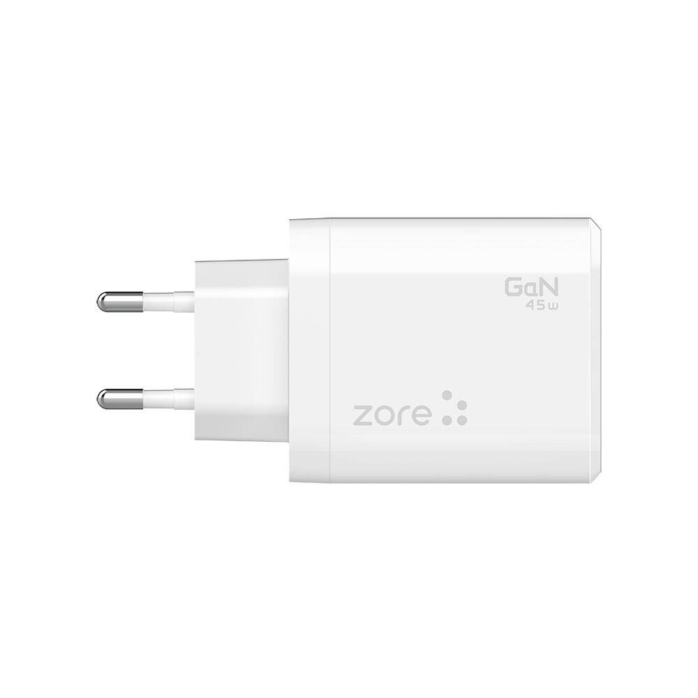 Zore Always-02 GaN Tech Type-C PD4.0 USB-A QC3.0 Hızlı Şarj Özellikli Seyahat Şarj Başlığı 45W