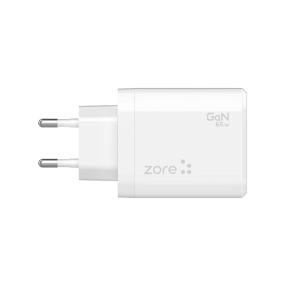 Zore Always-01 GaN Tech Type-C PD4.0 USB-A QC3.0 Hızlı Şarj Özellikli Seyahat Şarj Başlığı 65W