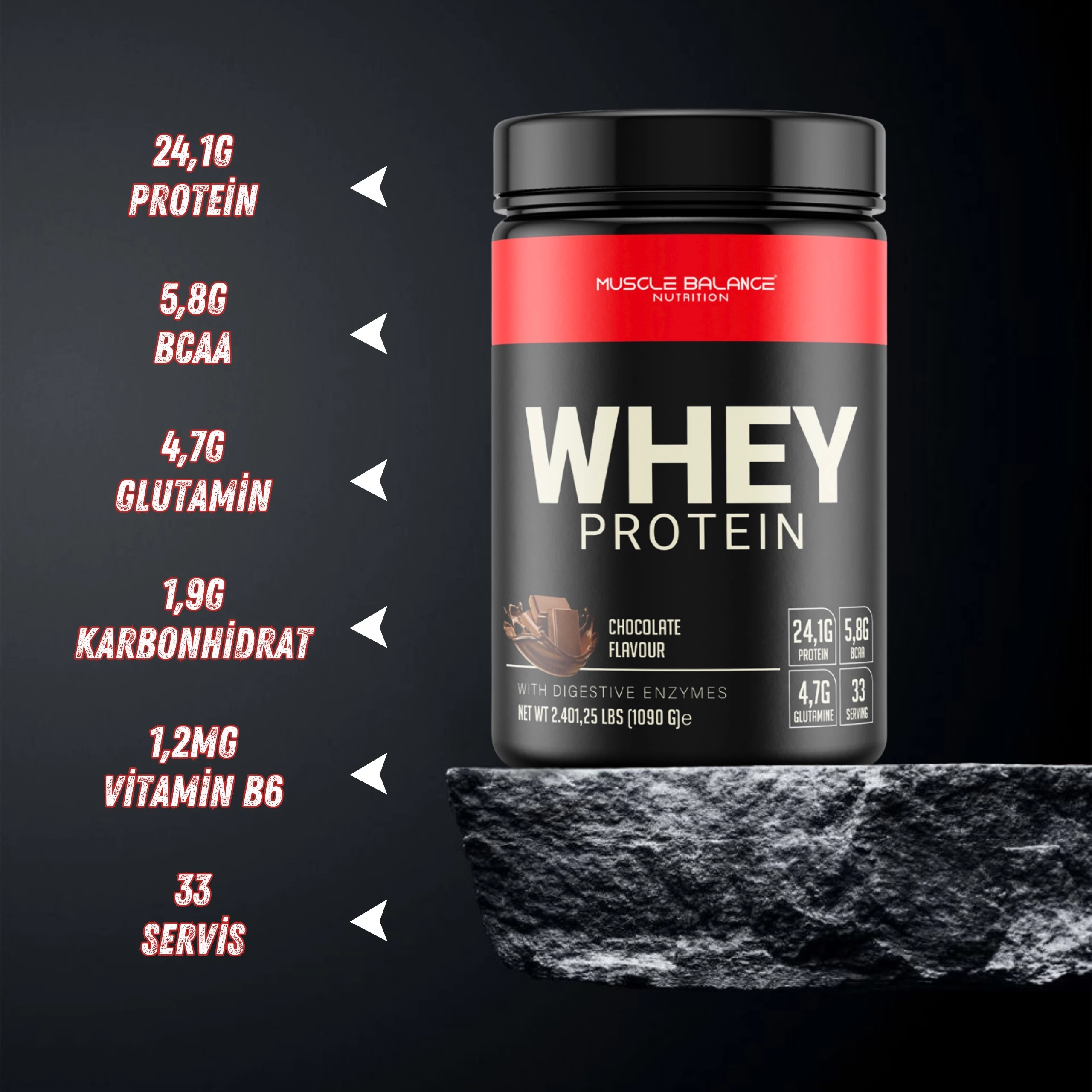 Whey Protein 1090g 33 Servis
