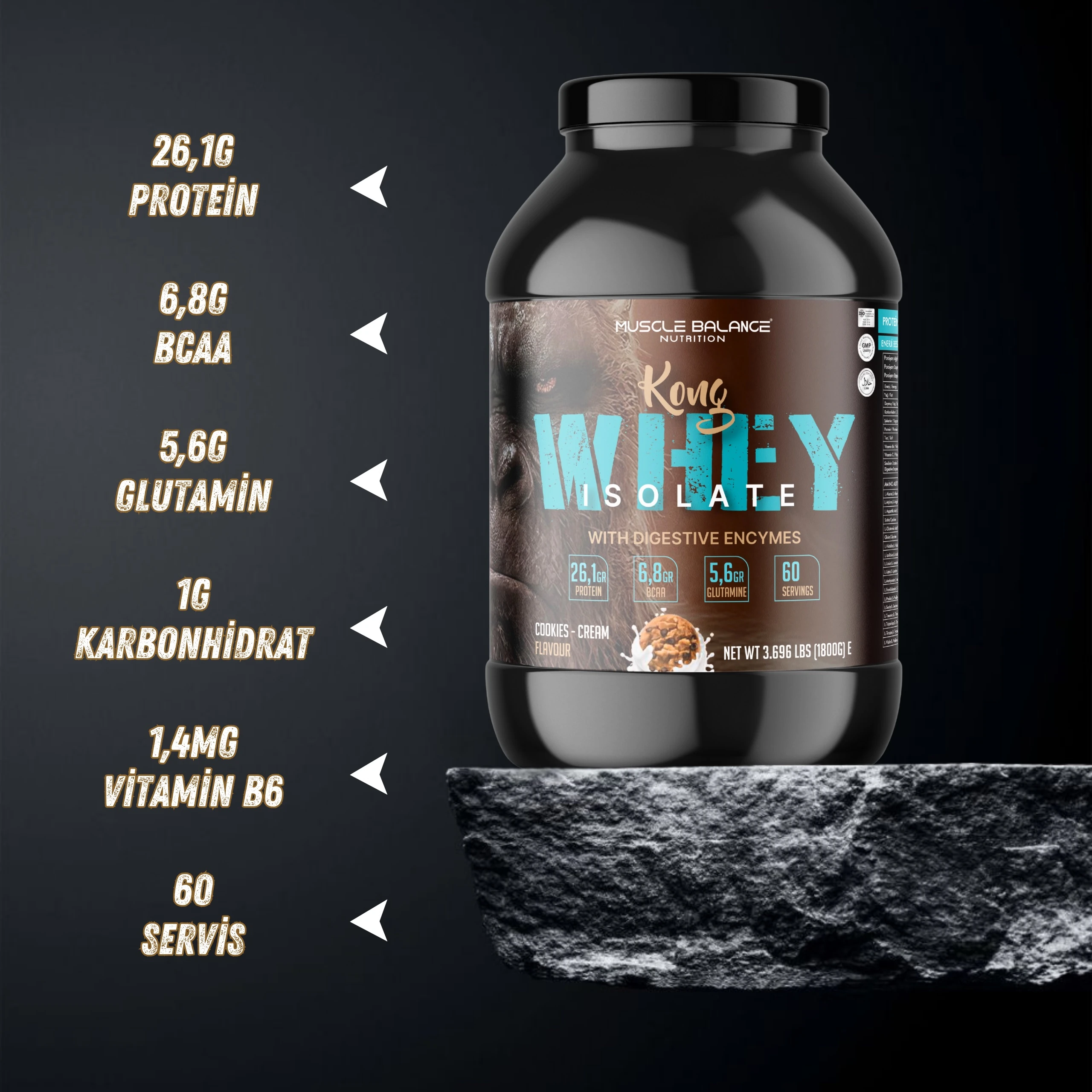 Kong Whey Isolate 1800g 60 Servis