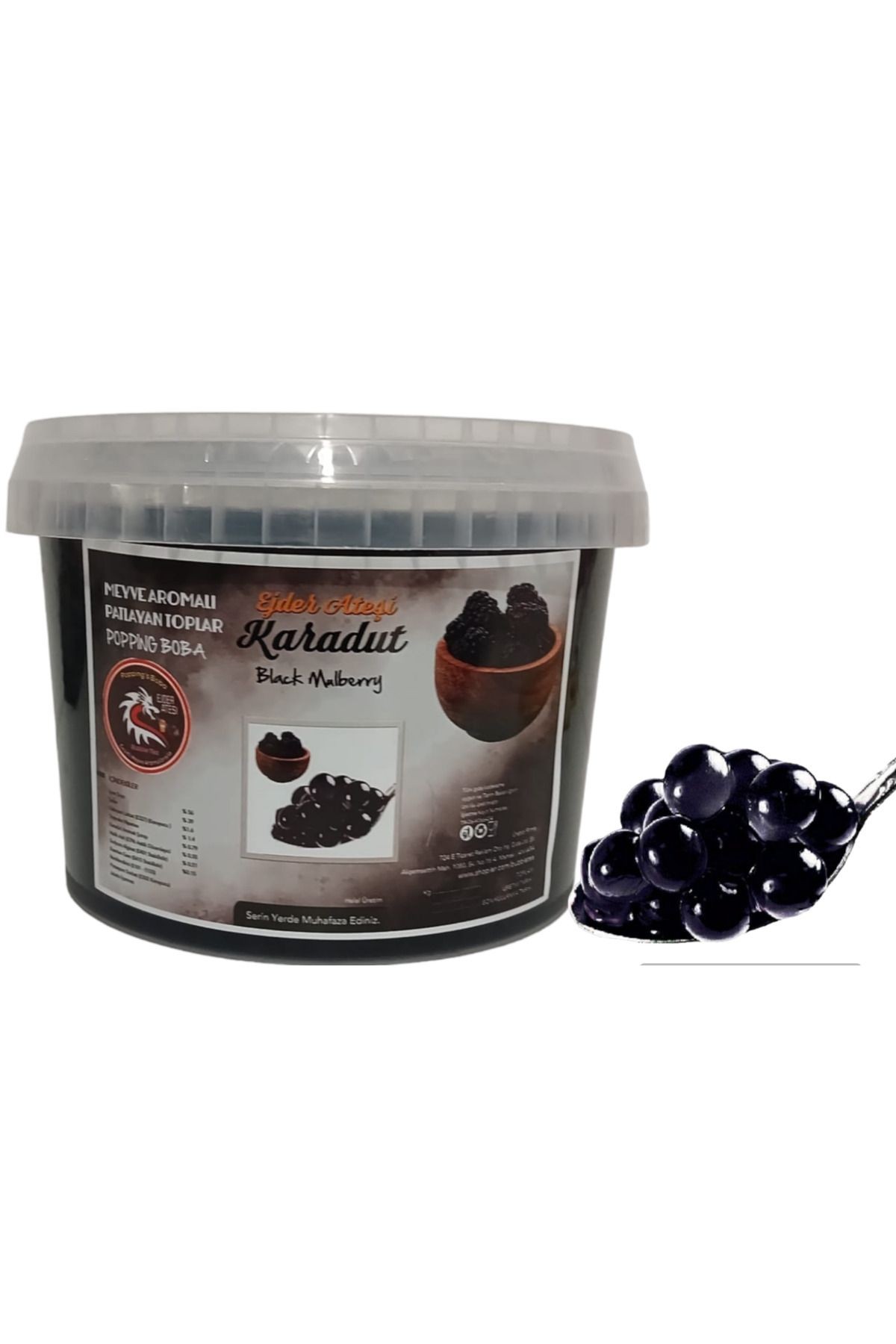 Karadut Aromalı Bubble Tea İncileri 1000 gr Popping Boba -Bbble Tea Tapyoka Incileri-boba