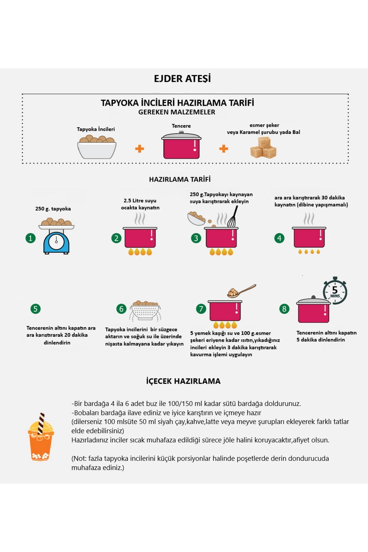 Tapyoka Incisi 500 gr -popping Boba - Inci Çayı-bubble Tea -tapyoka Incileri-tapioca Pearls-babl Tea