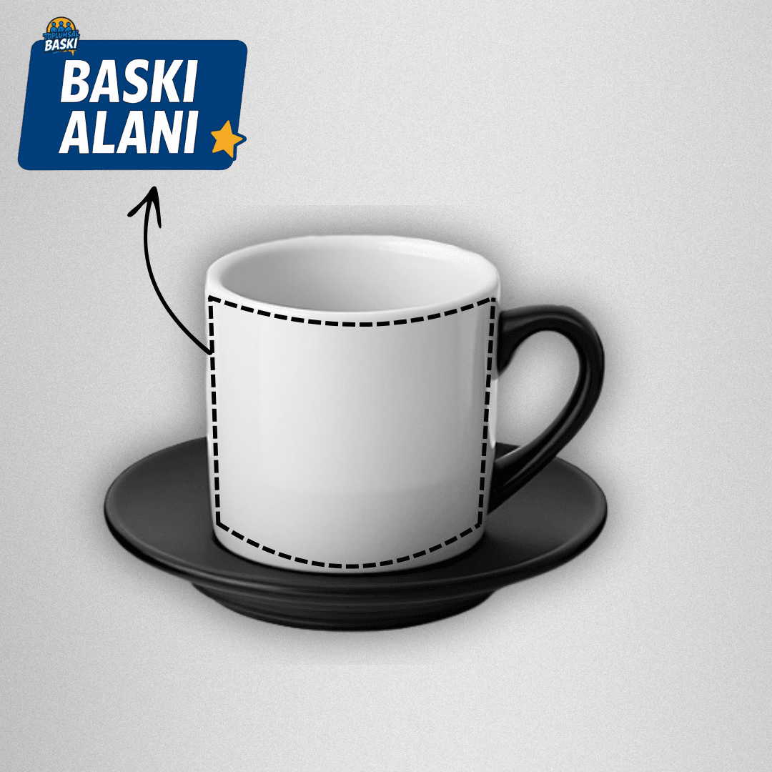 KİŞİYE ÖZEL BASKILI TEKLİ TÜRK KAHVESİ FİNCANI - SİYAH