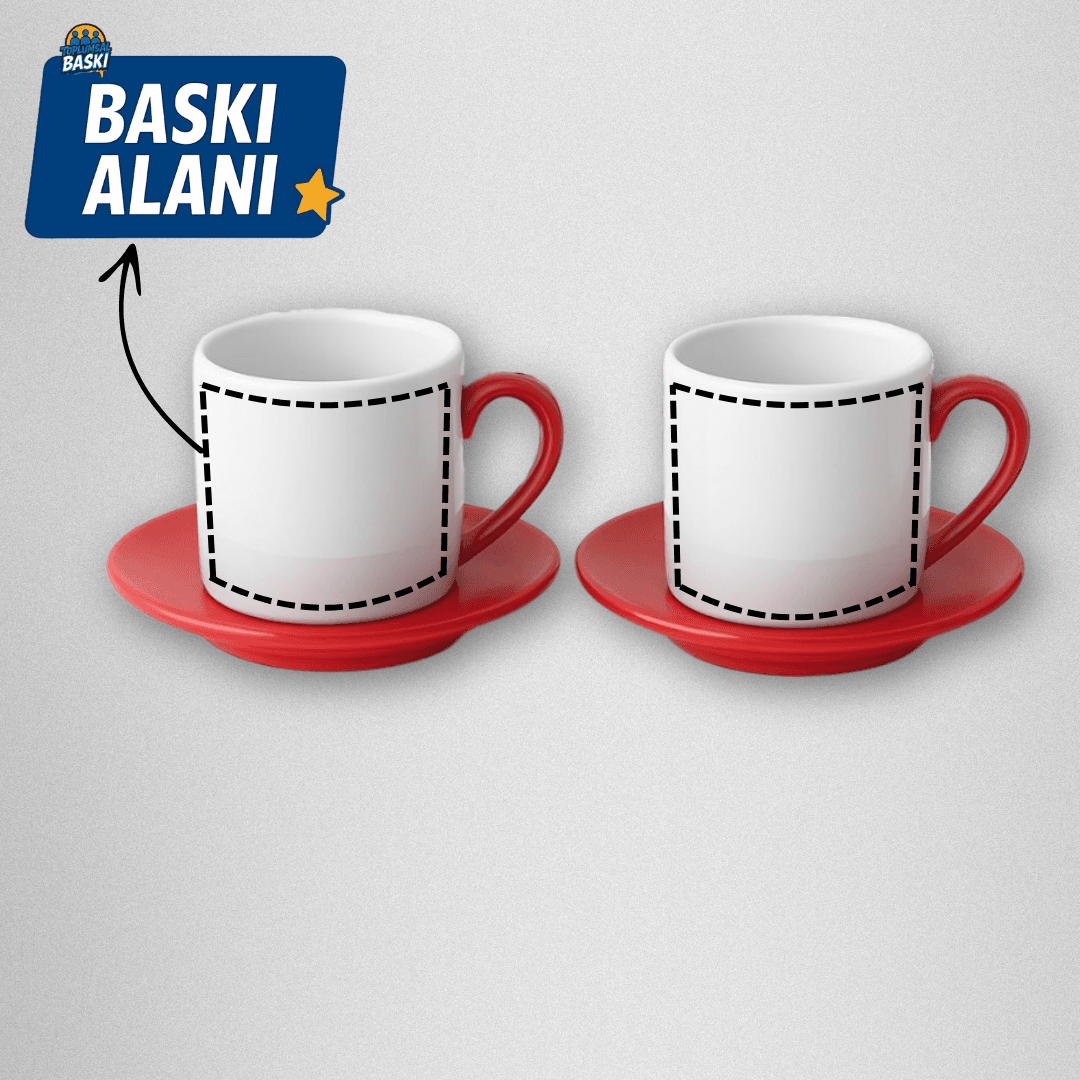 KİŞİYE ÖZEL BASKILI 2'Lİ TÜRK KAHVESİ FİNCANI - KIRMIZI