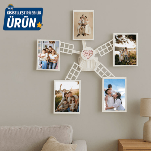 KİŞİYE ÖZEL FOTORĞAFLI DÖNEN DEĞİRMEN DUVAR ÇERÇEVESİ