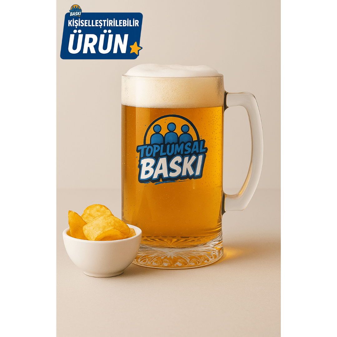KİŞİYE ÖZEL BASKILI KULPLU BİRA BARDAĞI 