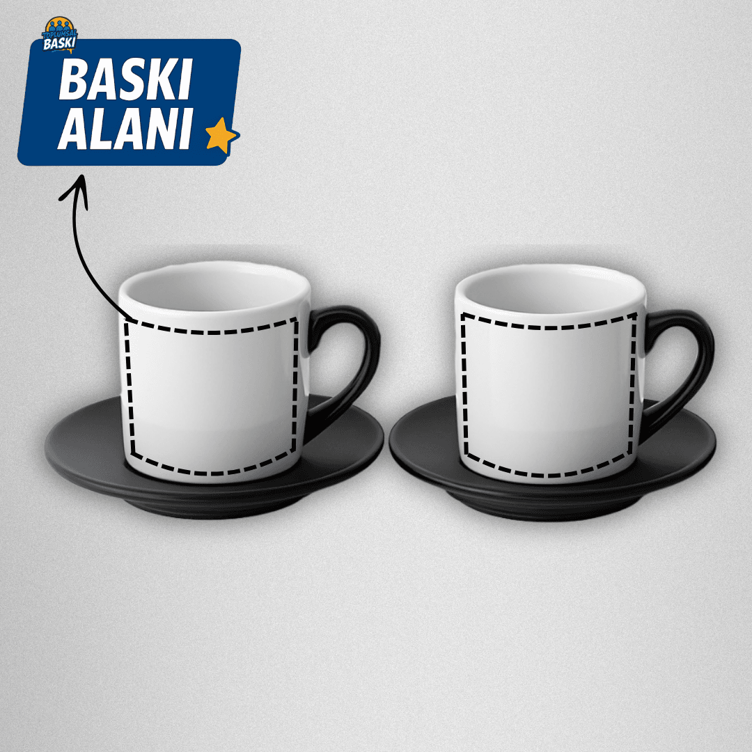 KİŞİYE ÖZEL BASKILI 2'Lİ TÜRK KAHVESİ FİNCANI - SİYAH