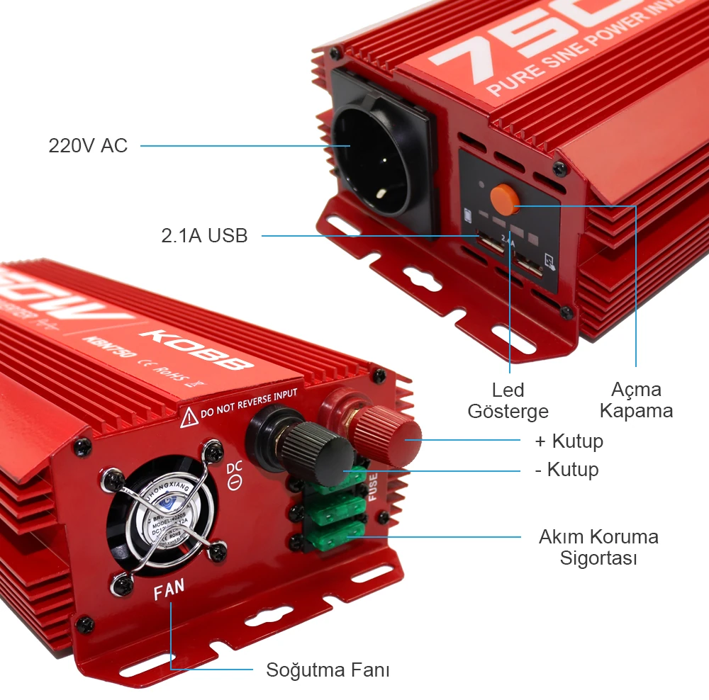 KOBB KBN750 750Watt Tam Sinüs Dönüştürü İnvertör