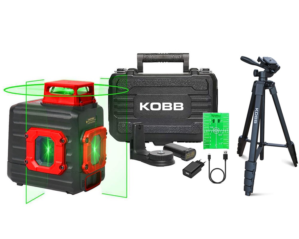 KBL33GTP KOBB 40M Şarjlı 2x9/360° Yeşil Lazer+Tripod