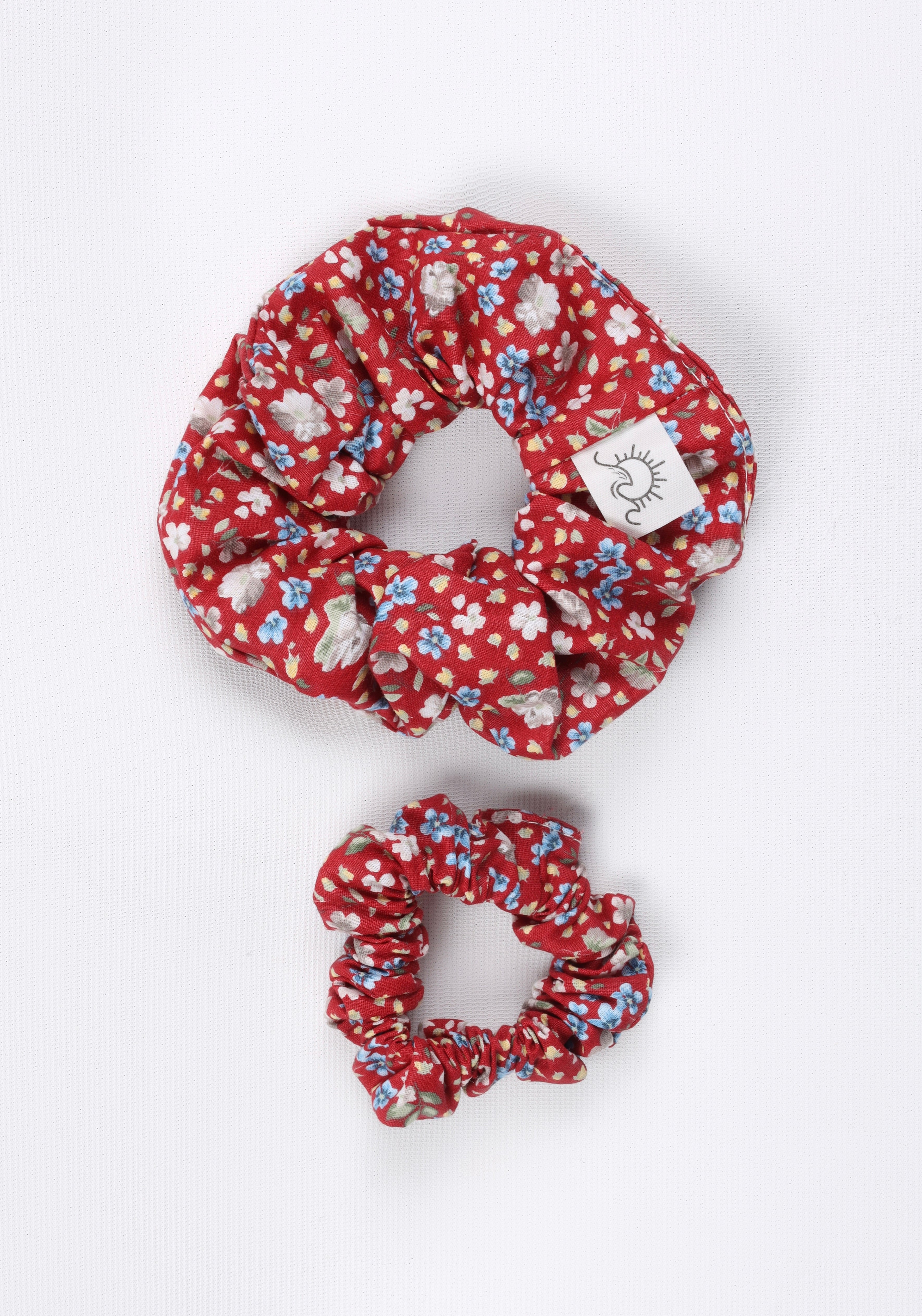 Scrunchie İkili Toka Seti - kırmızı
