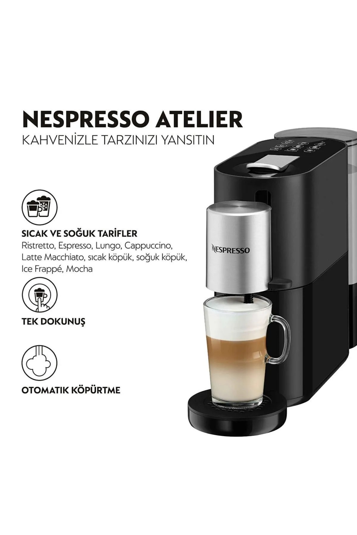 Nespresso Atelier S85 Kapsüllü Kahve Makinesi Siyah