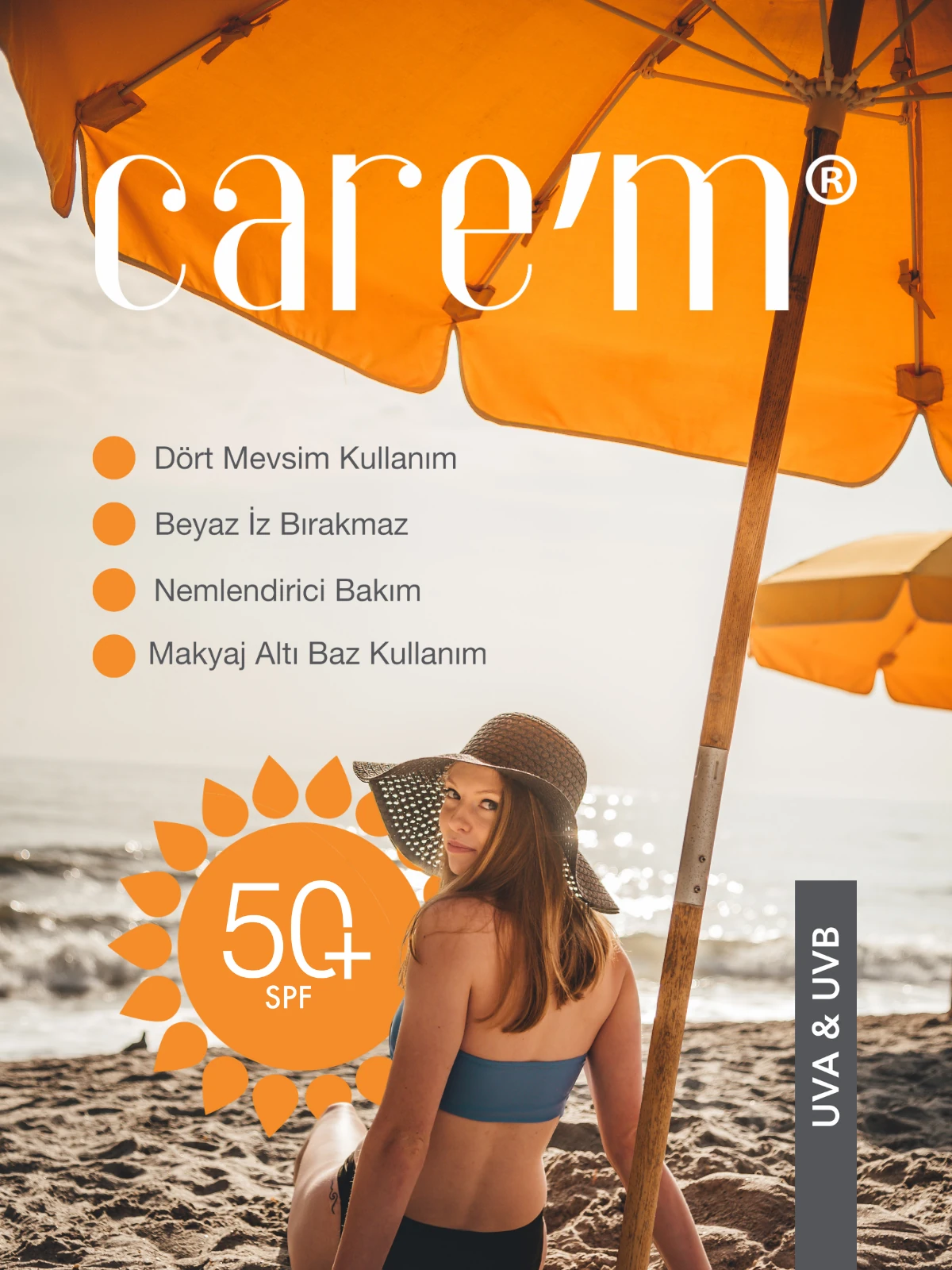 Care'm Sunscreen 50+SPF Güneş Kremi 100mL