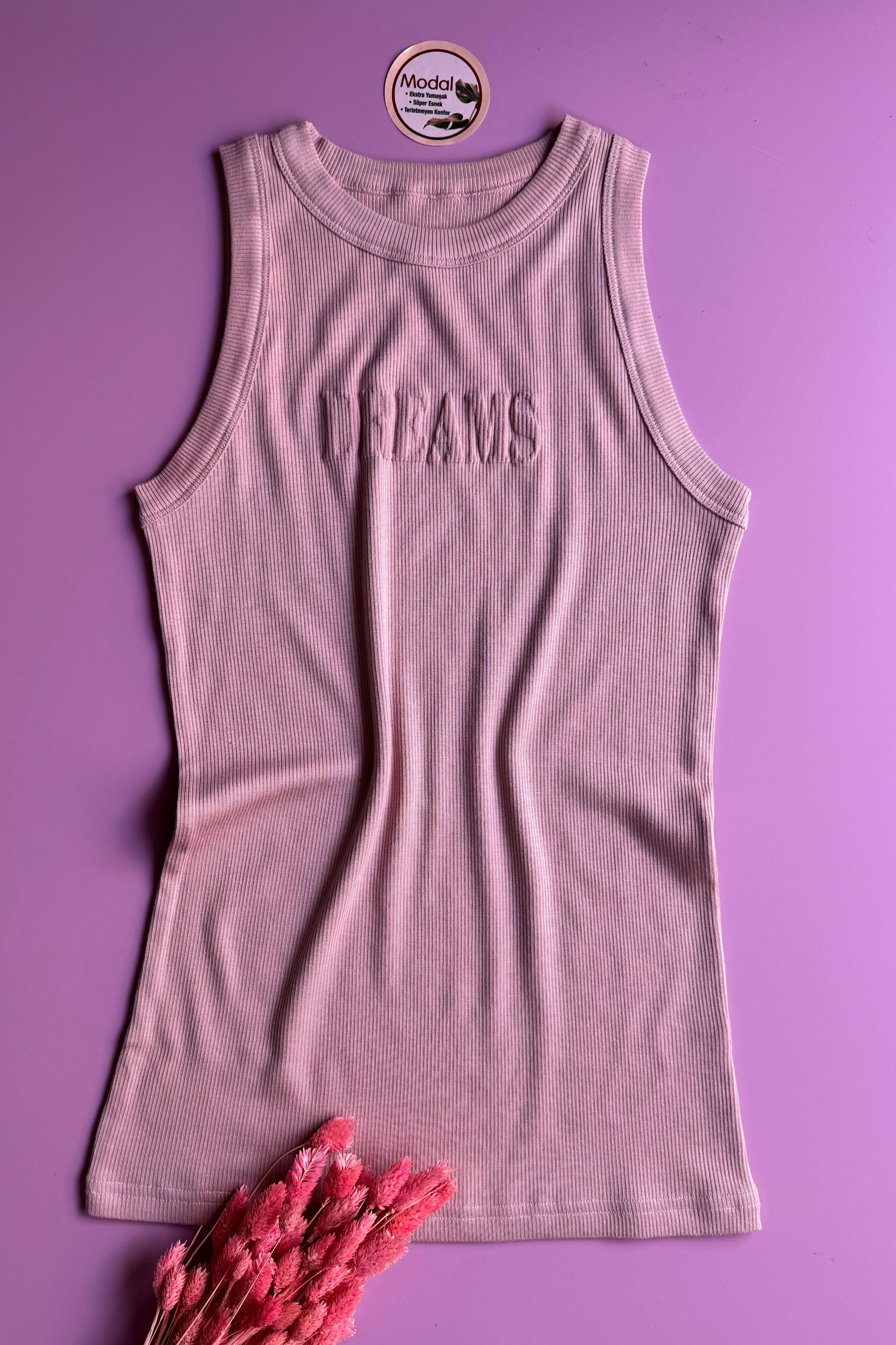 Dreams Modal Kumaş Halter Yaka Kadın Tekli T-shirt Atlet 66E50 - pudra