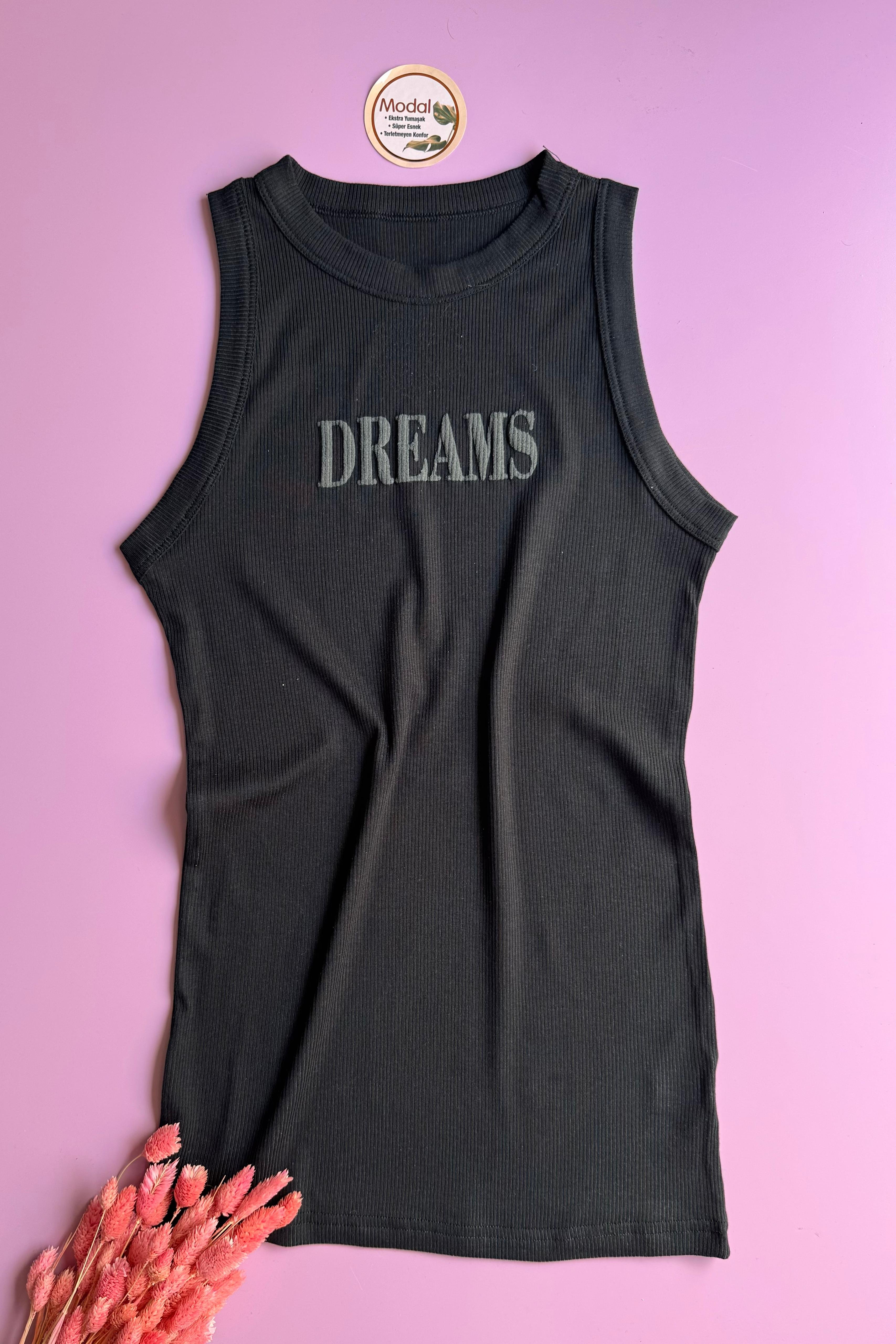 Dreams Modal Kumaş, Yeşil, Pudra, Siyah ve Beyaz Renk 4'lü Halter Yaka Kadın T-shirt Atlet 66E50