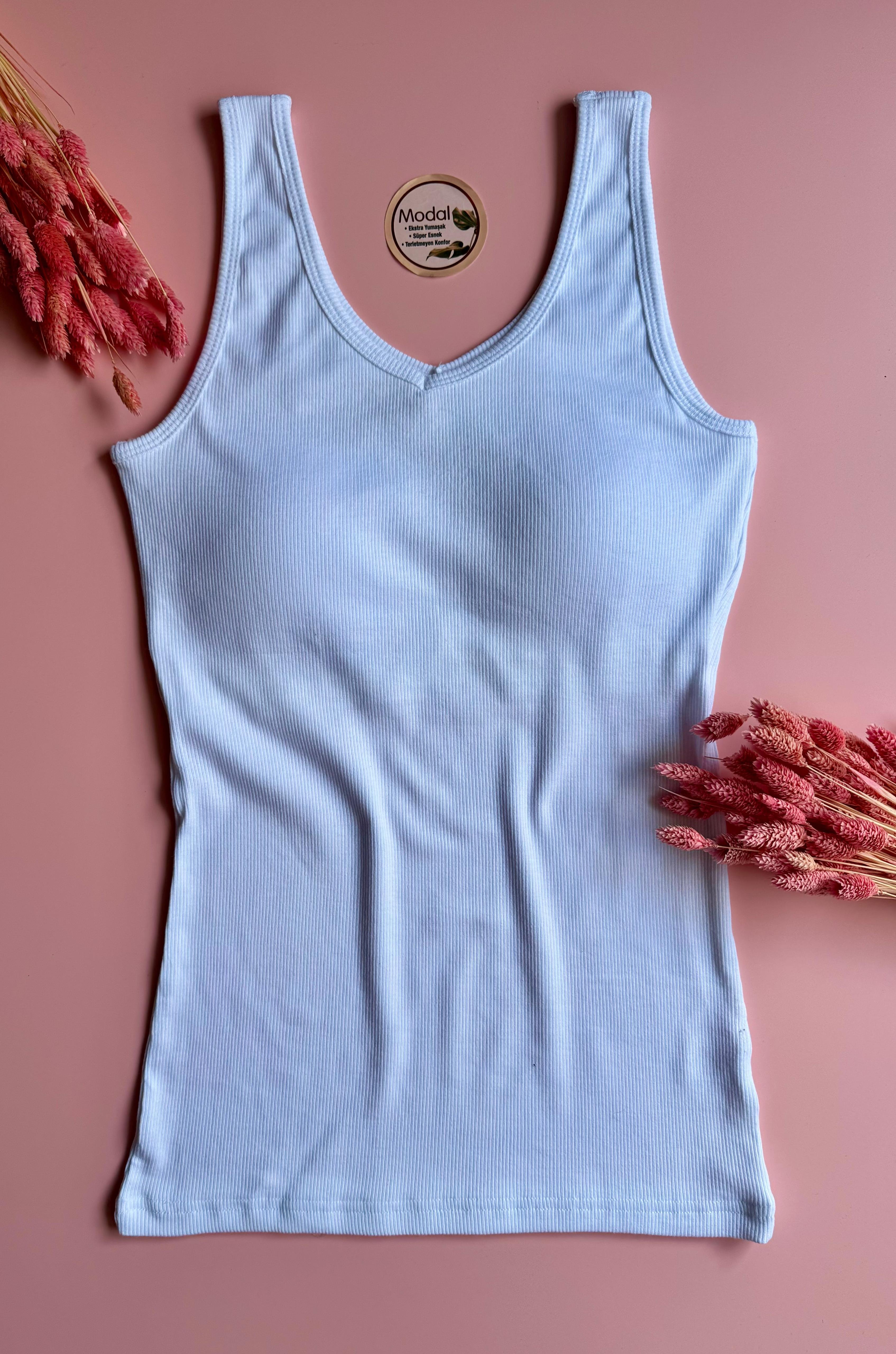 Lareva Modal Kumaş 3'lü | V Yaka - Çağla Yeşili, Siyah Ve Beyaz - Pedli Ribana Kadın T-shirt-atlet 66E53