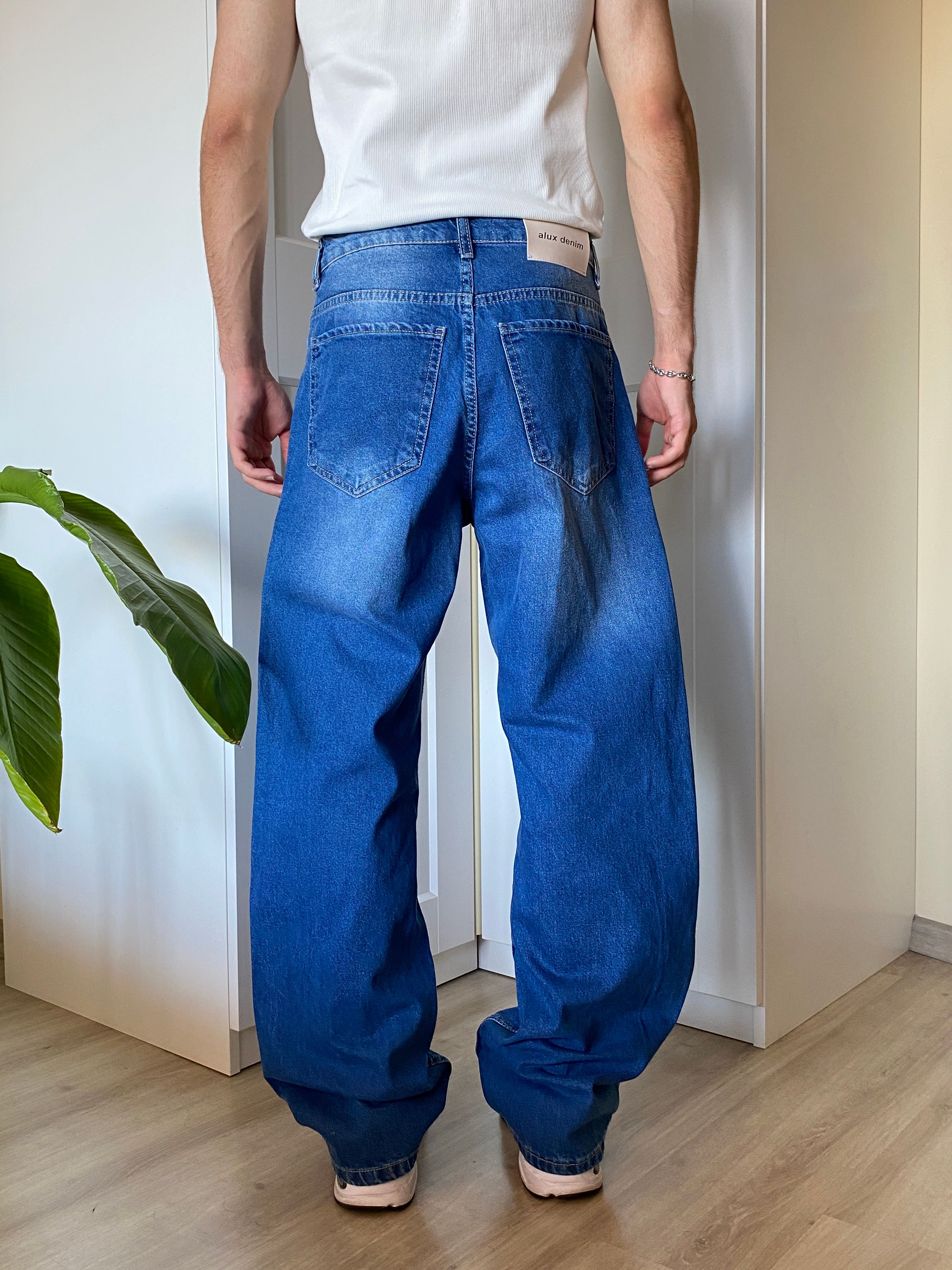 Yıkamalı Mavi Baggy Jean