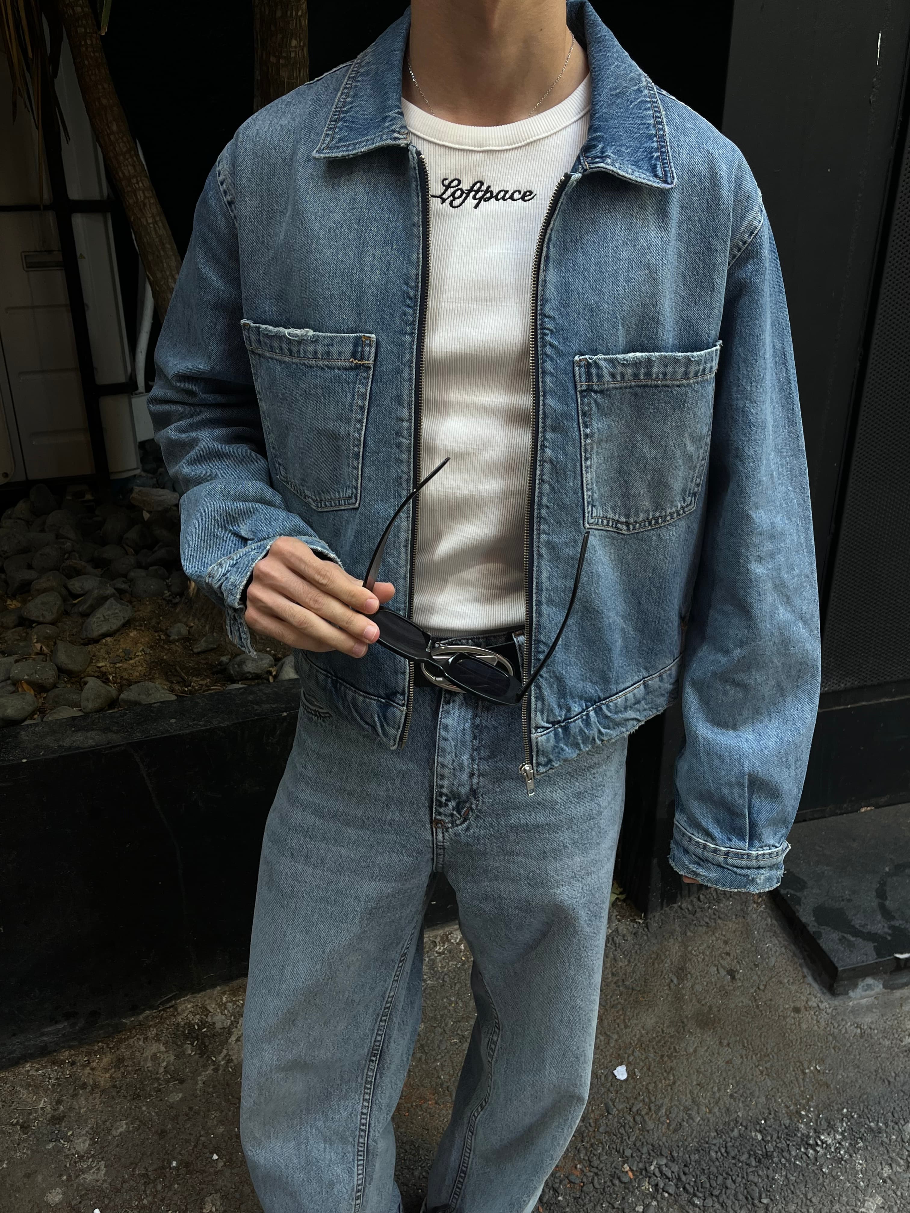 Vintage Wash Boxy Fit Denim Ceket