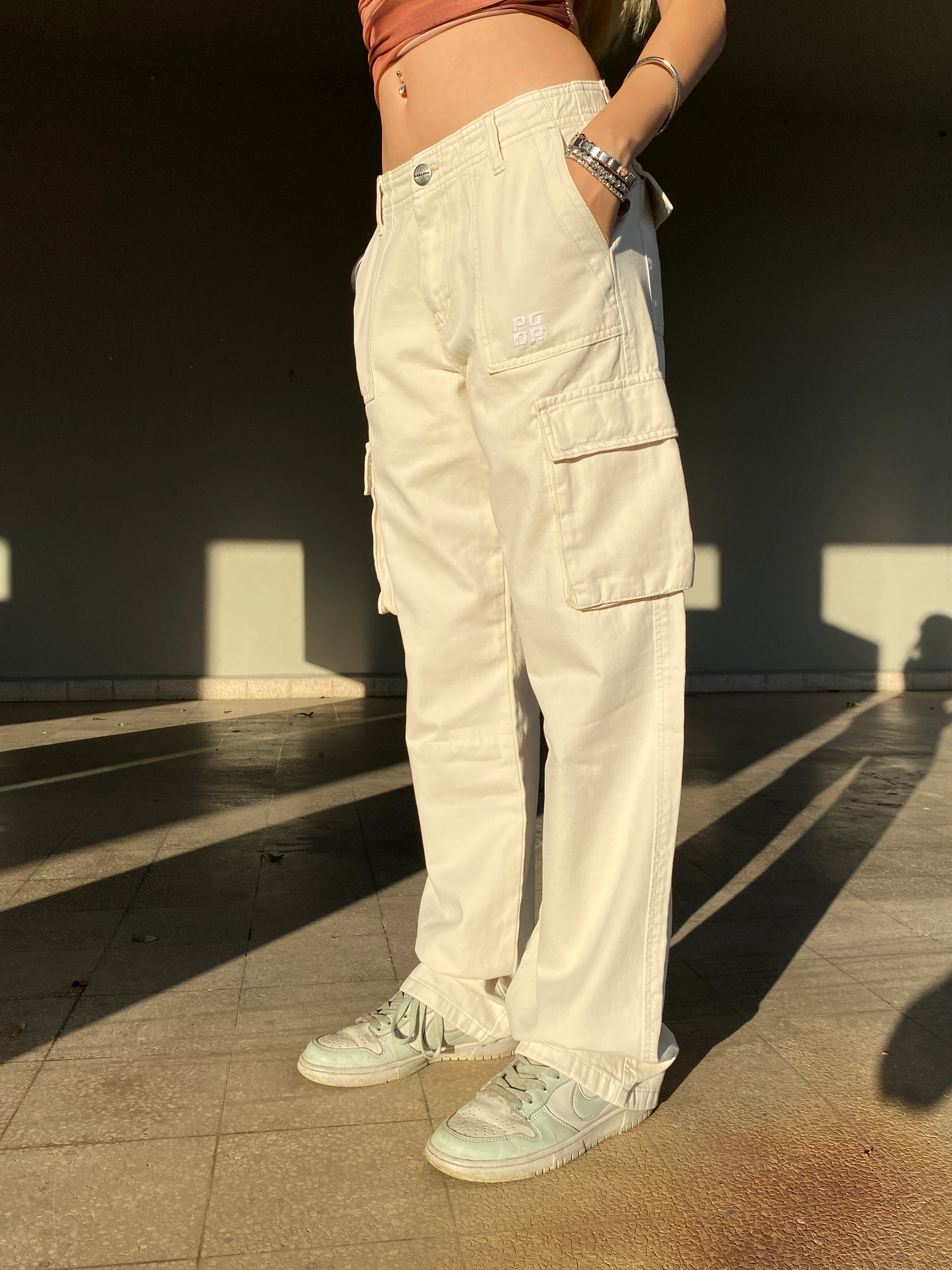 PGD, Krem Renkli Kadın Kargo Pantolon