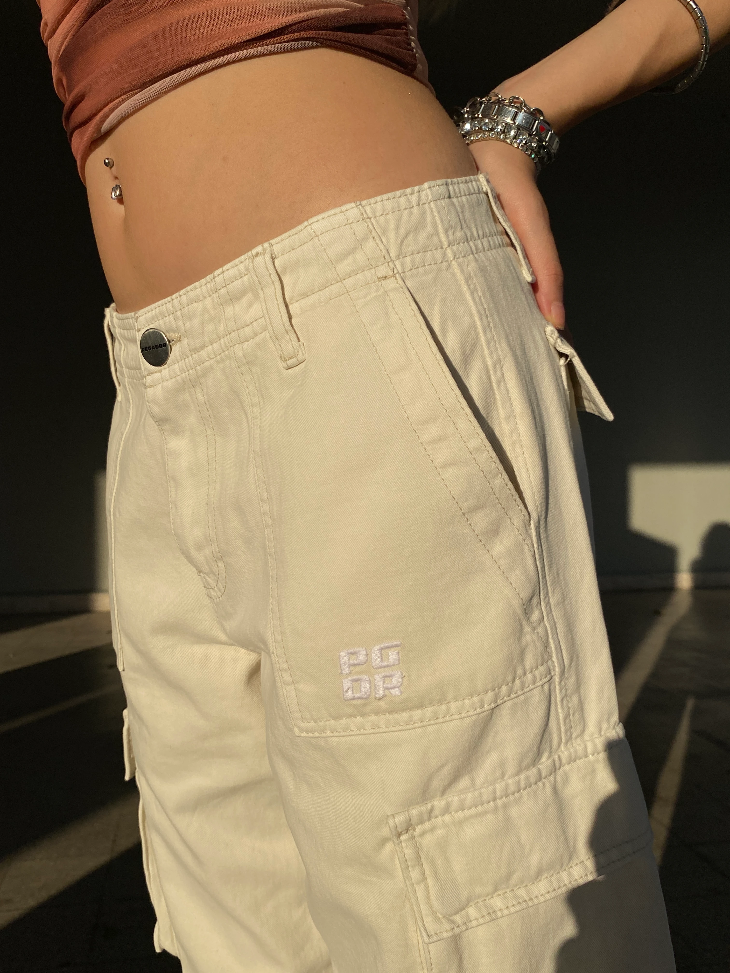 PGD, Krem Renkli Kadın Kargo Pantolon