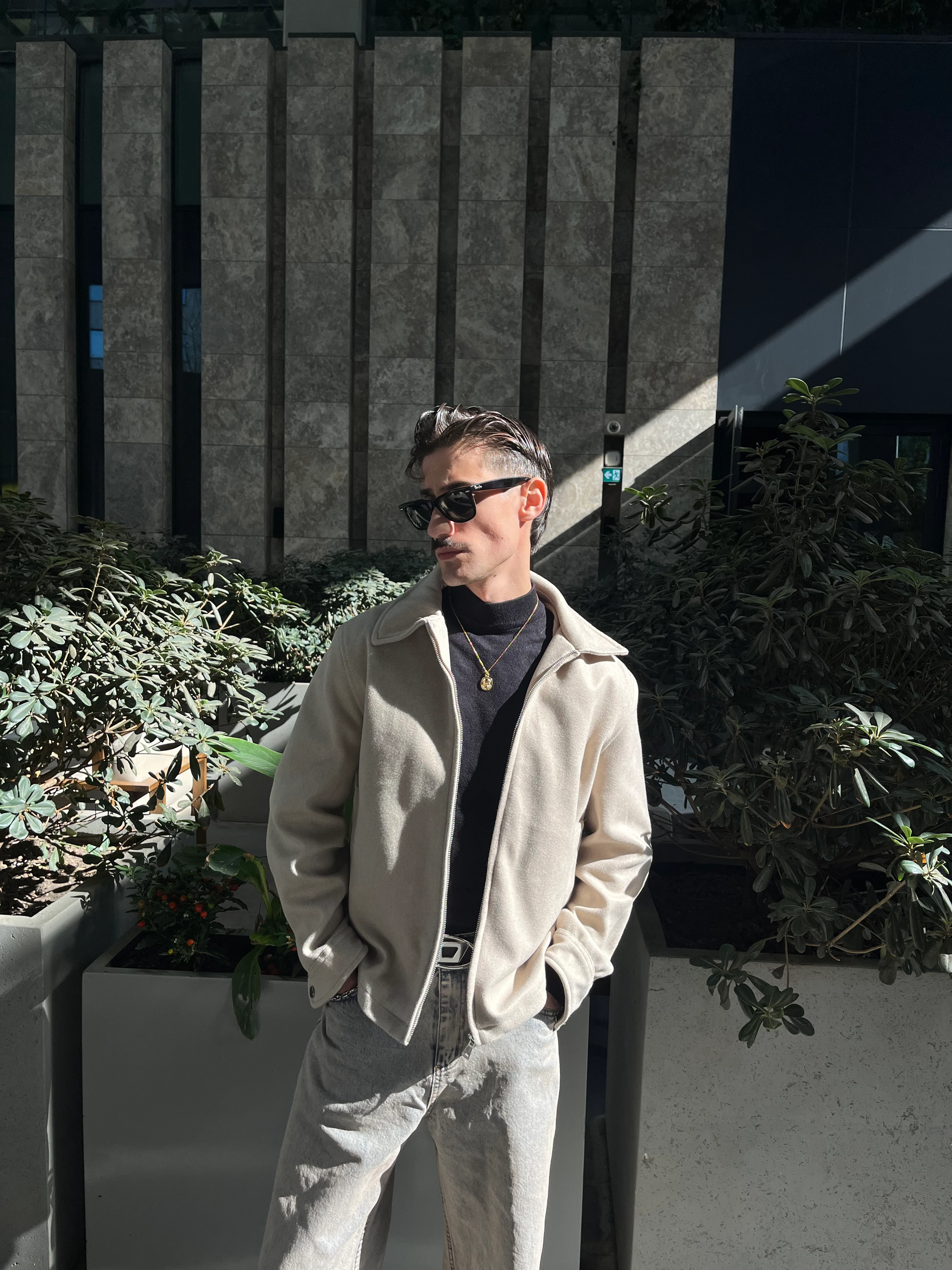 Polo Yaka Boxy Fit Kaşe Ceket