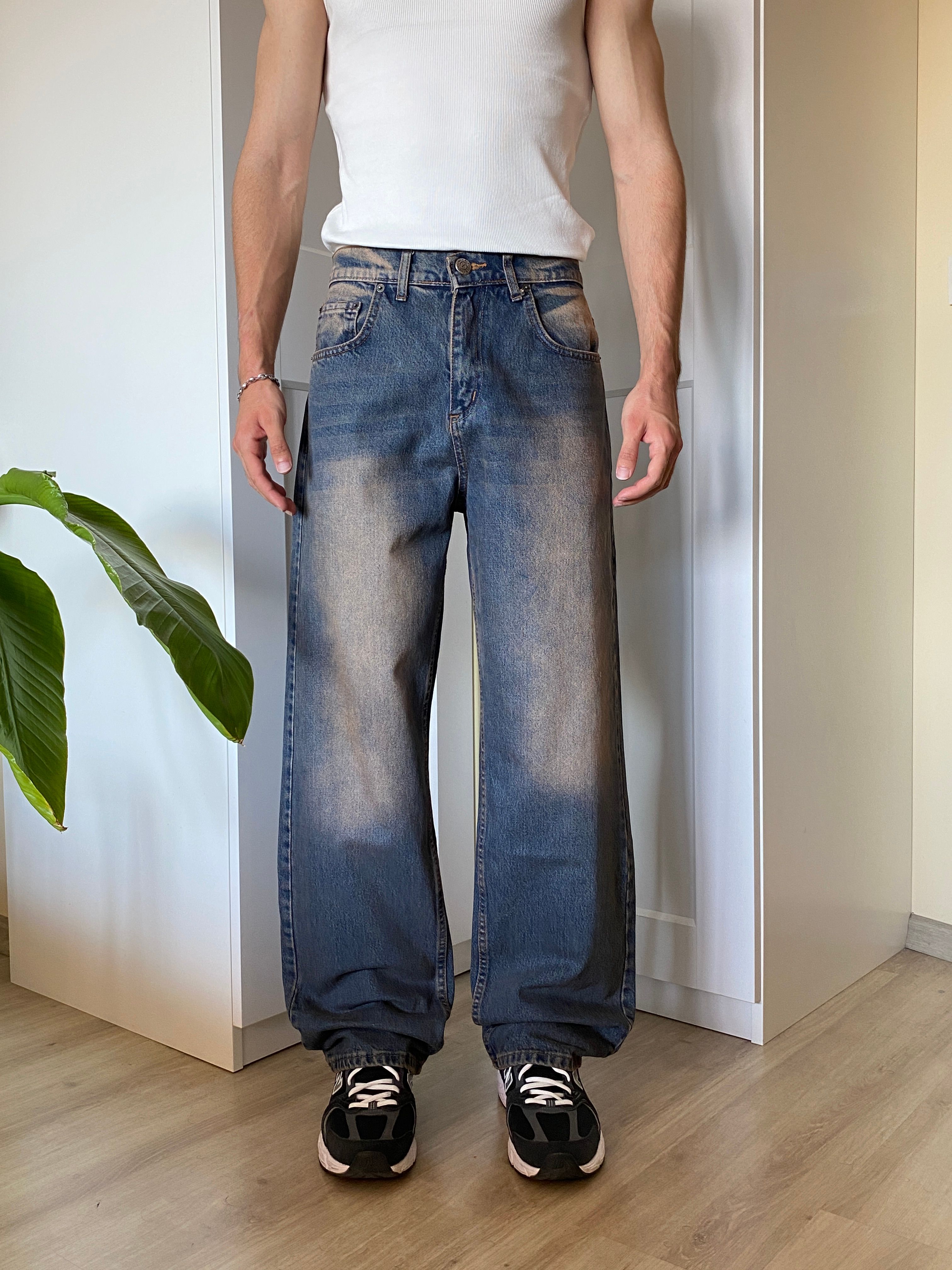 Eskitme Mavi Baggy Jean