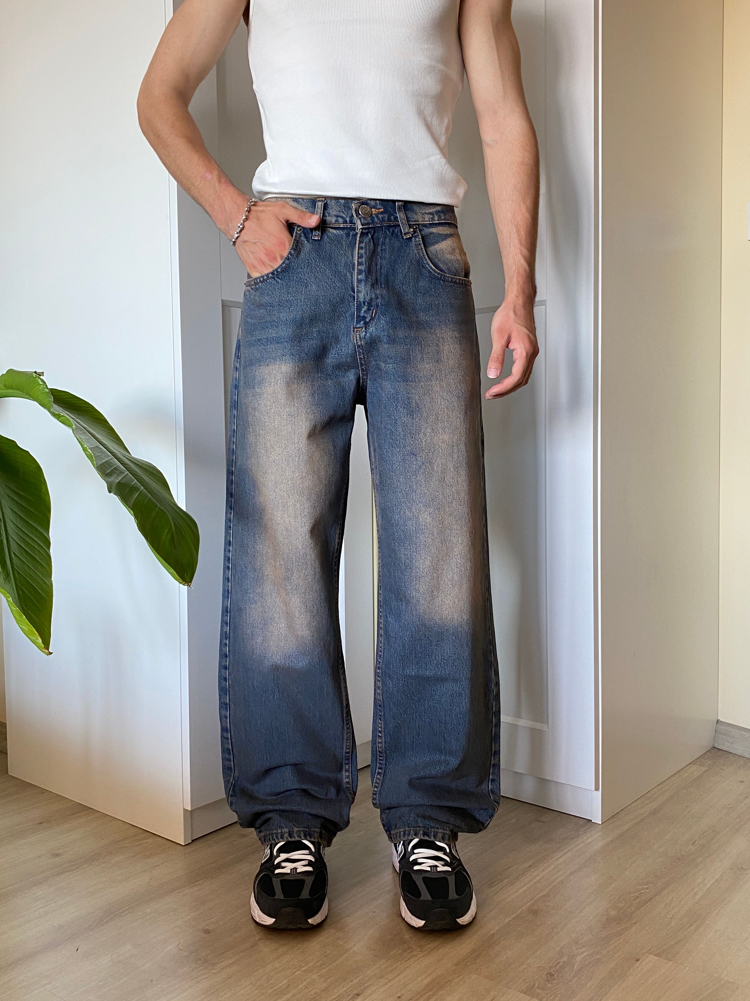 Eskitme Mavi Baggy Jean