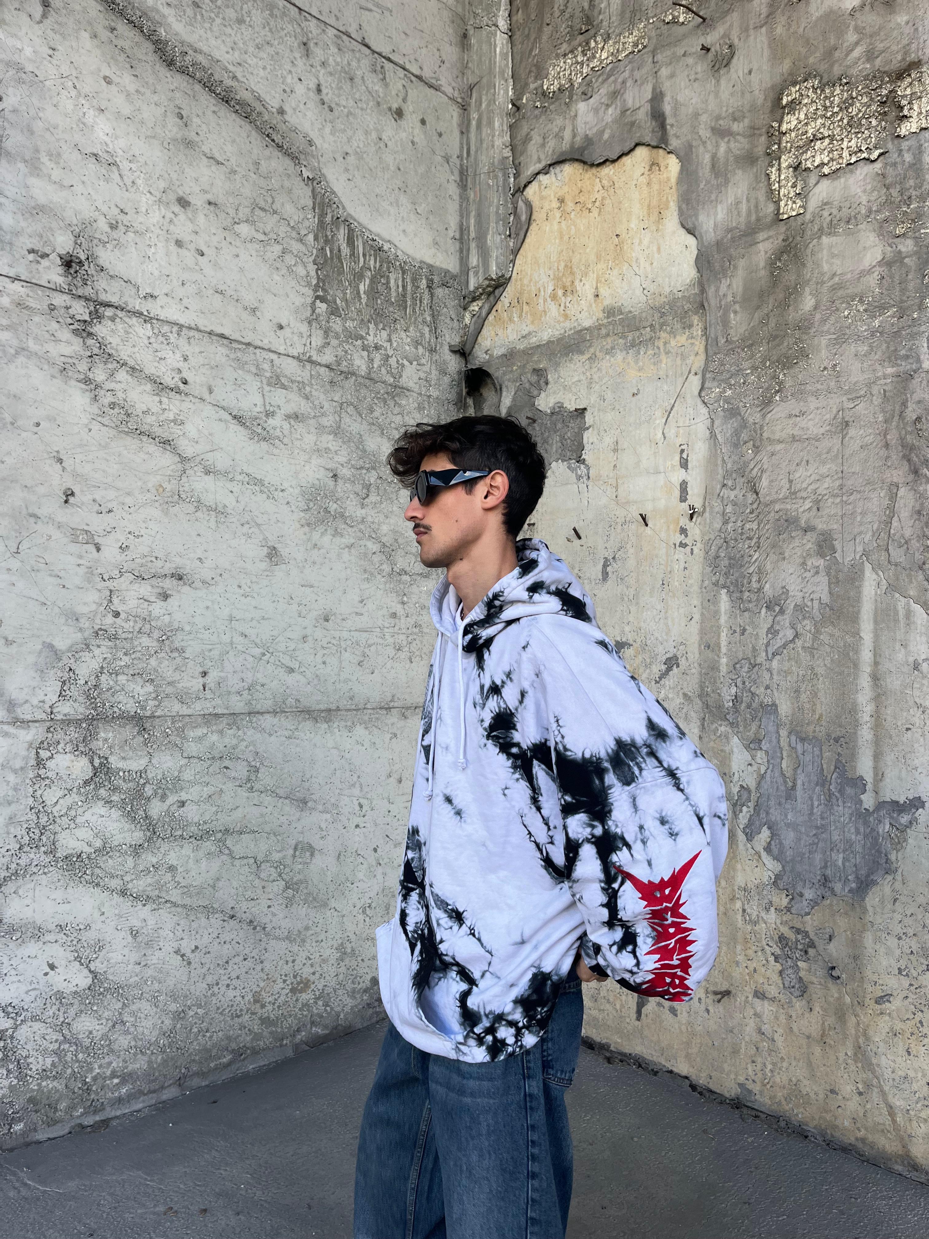 Batik Desenli Oversize Yarasa Sweatshirt