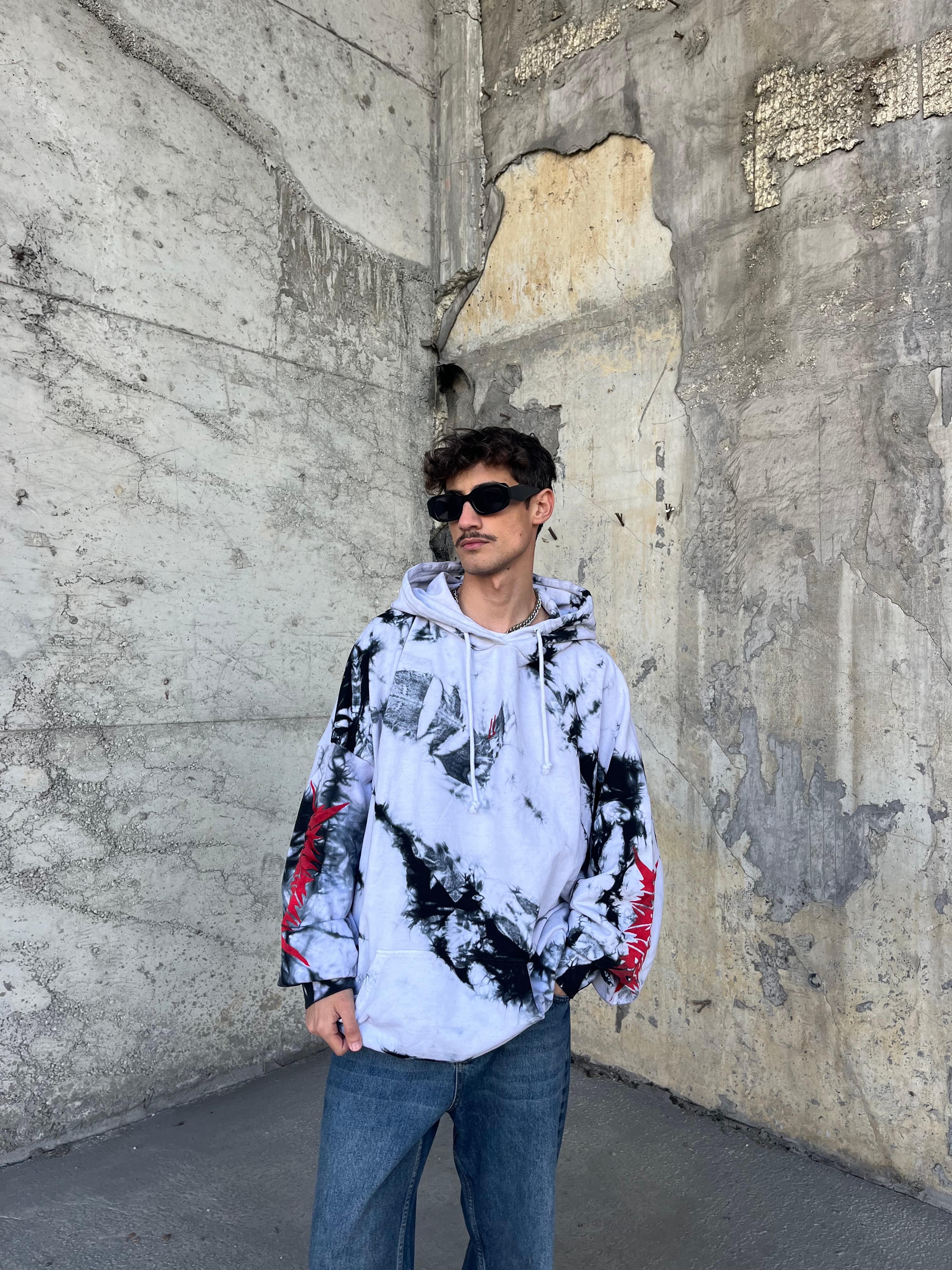 Batik Desenli Oversize Yarasa Sweatshirt